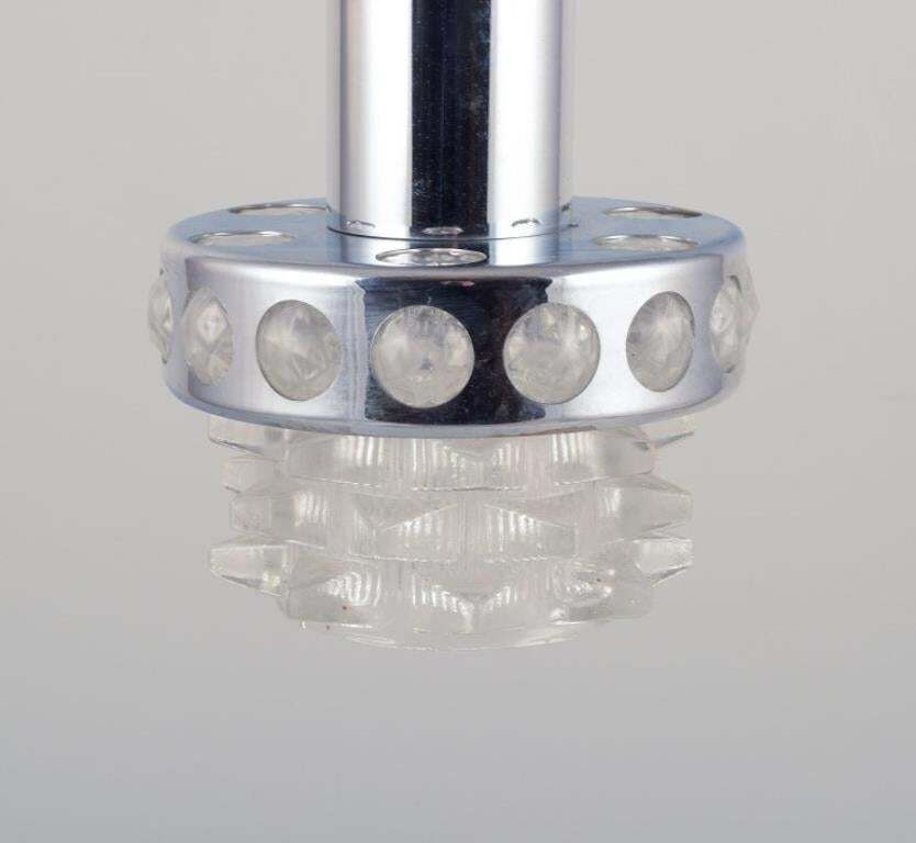 Raak, Holland. Ceiling Pendant In Chromed Metal And Clear Art Glass. 1970s. photo for sale