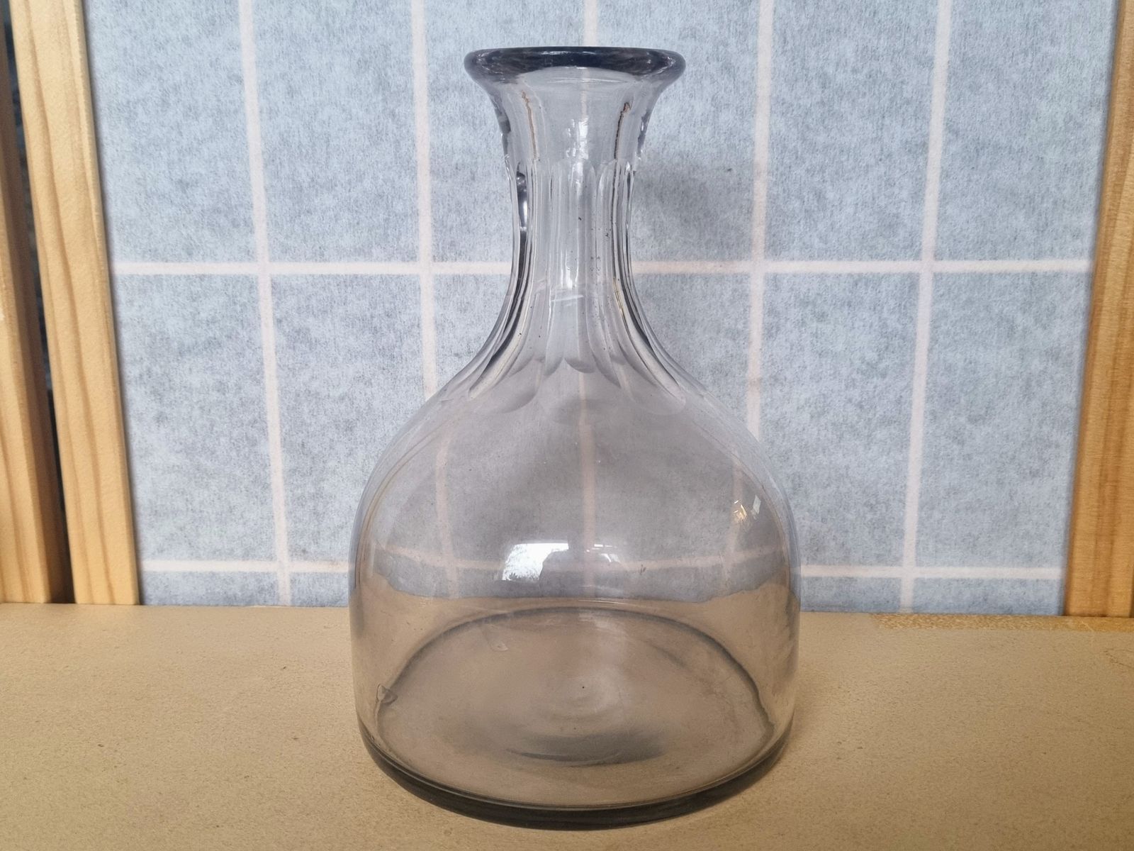 Georgian Glass Decanter | Antique English Wine Carafe | Hand Blown Cut Glass Bottle | 10 Inch Pontil Mark Base 1800s