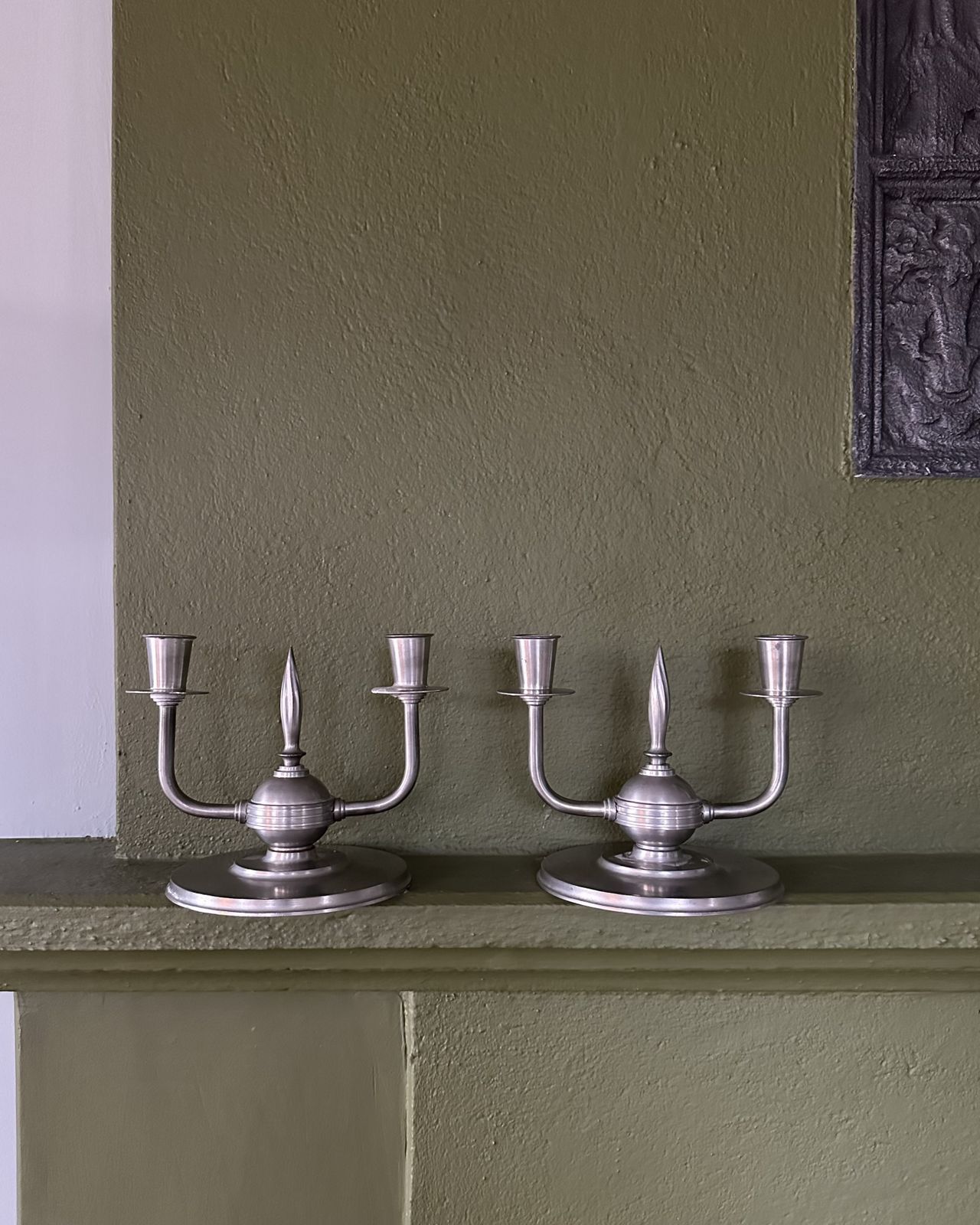 Pair Of Art Deco Pewter Candle Holders photo buy