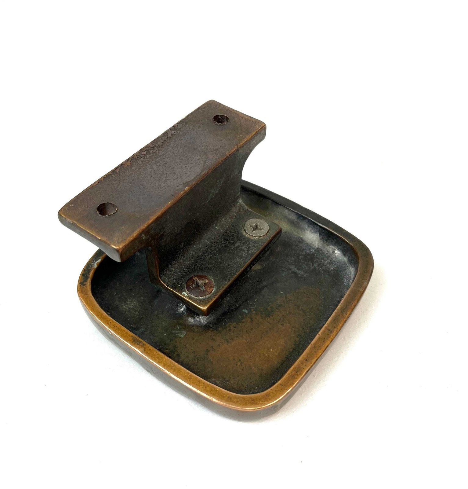 Beautiful Mid Century Solid Abstract Brutalist Bronze Front Door Handle 1960 photo 390.0