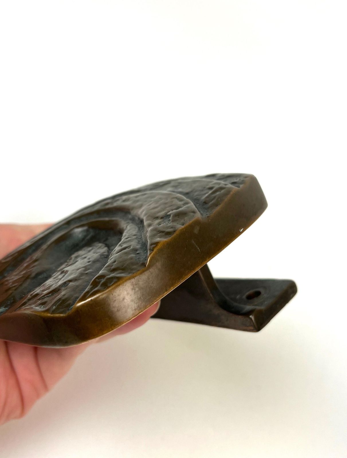 Beautiful Mid Century Solid Abstract Brutalist Bronze Front Door Handle 1960 photo vintage