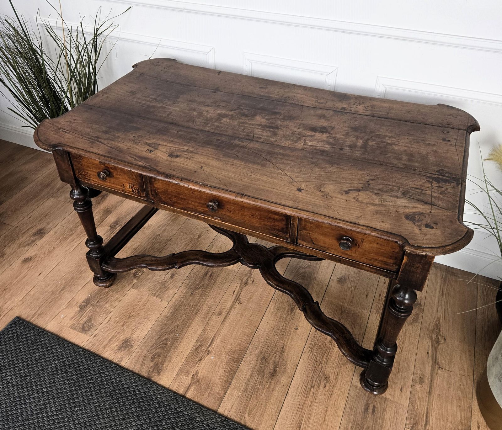 photo for sale Antique Italian Carved Walnut Wood Table Console Desk