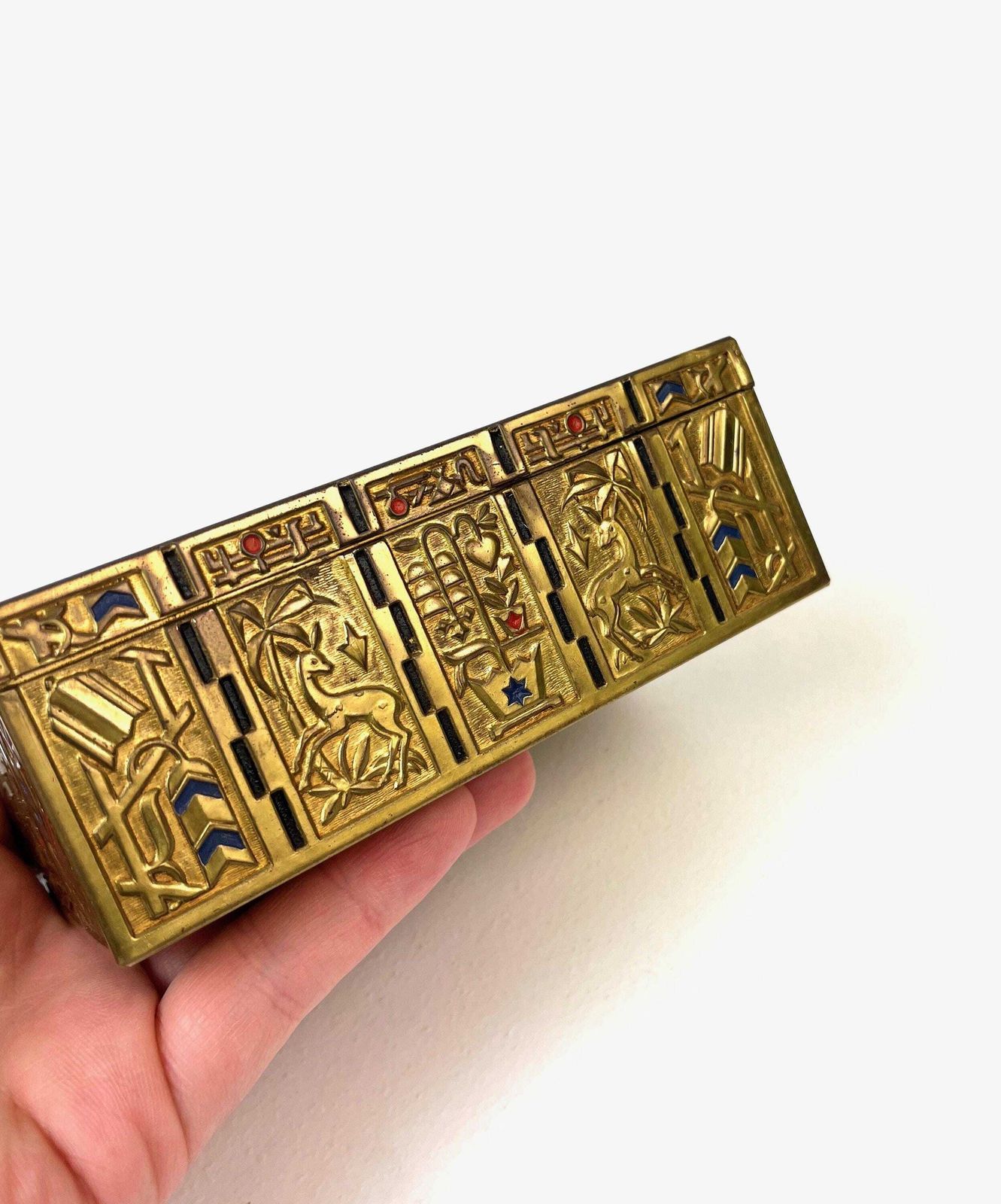 Stunning Bauhaus Art Deco Avantgarde Brass Enamel Cubist Jewelry Box By Erhard & Söhne photo 225.0