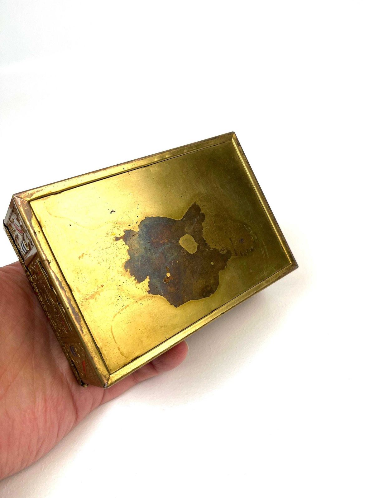Stunning Bauhaus Art Deco Avantgarde Brass Enamel Cubist Jewelry Box By Erhard & Söhne photo vintage