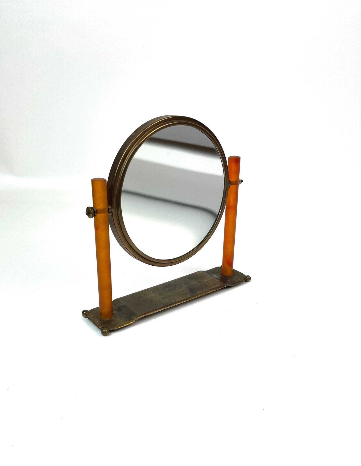 photo furniture Rare Stunning Bauhaus Art Deco Bakelite Brass Desk Table Vanity Mirror Germany 1930