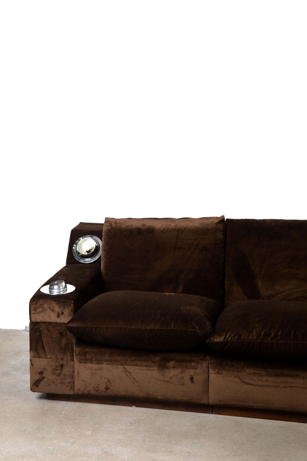 photo furniture Mid Century Modern Sofa Wood And Velvet Rubelli And Pierre Frey Fabric