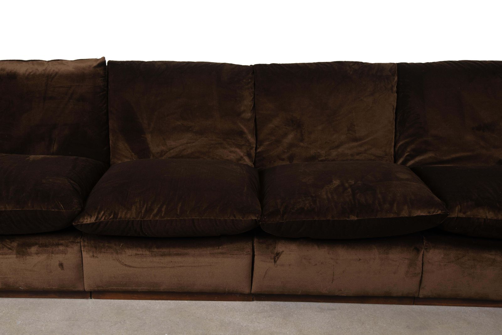 Furniture Mid Century Modern Sofa Wood And Velvet Rubelli And Pierre Frey Fabric photo