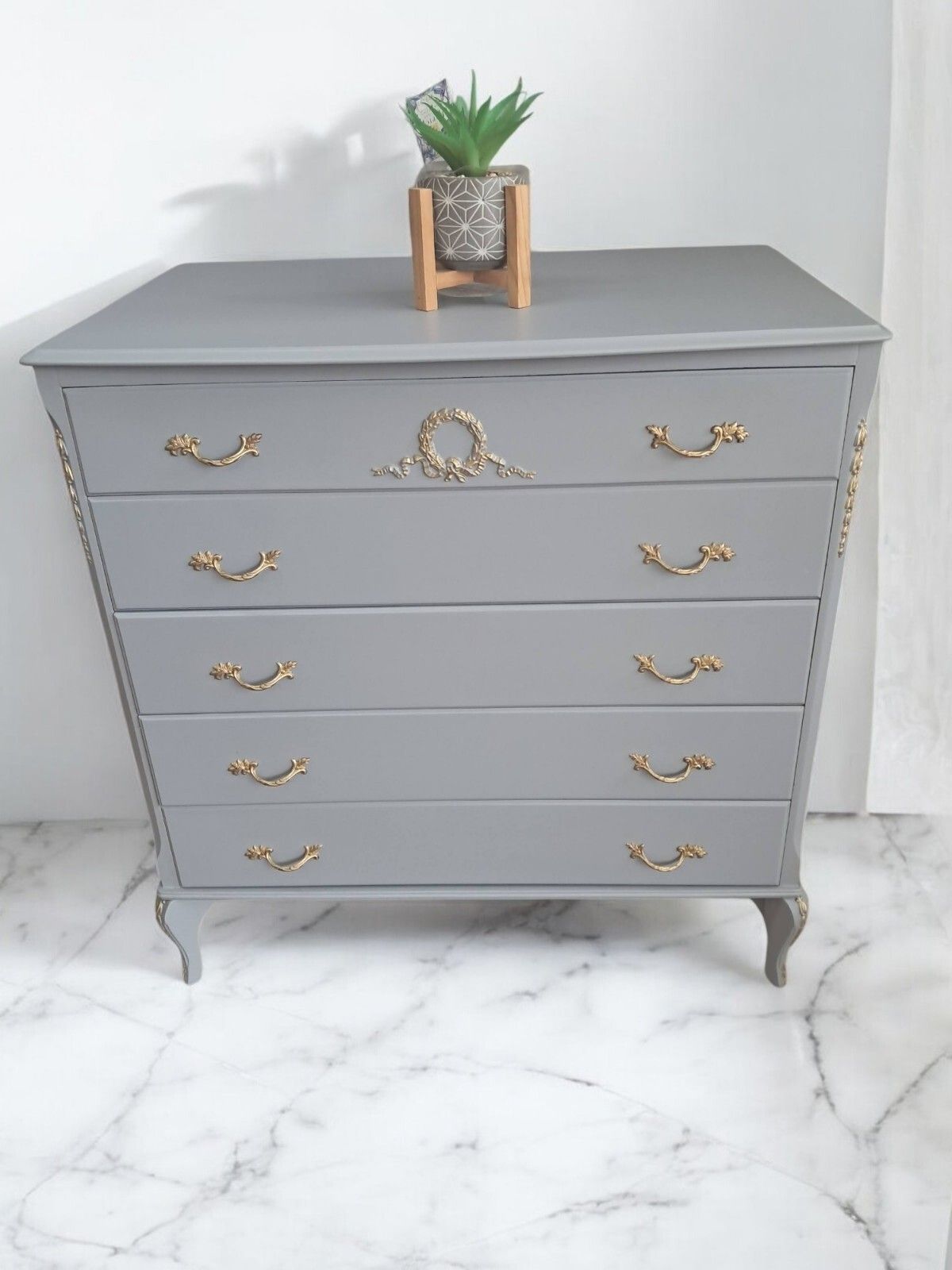 French Louis XV Chest Of Drawers Grey Gold Painted Refinished 1970 photo 550.0