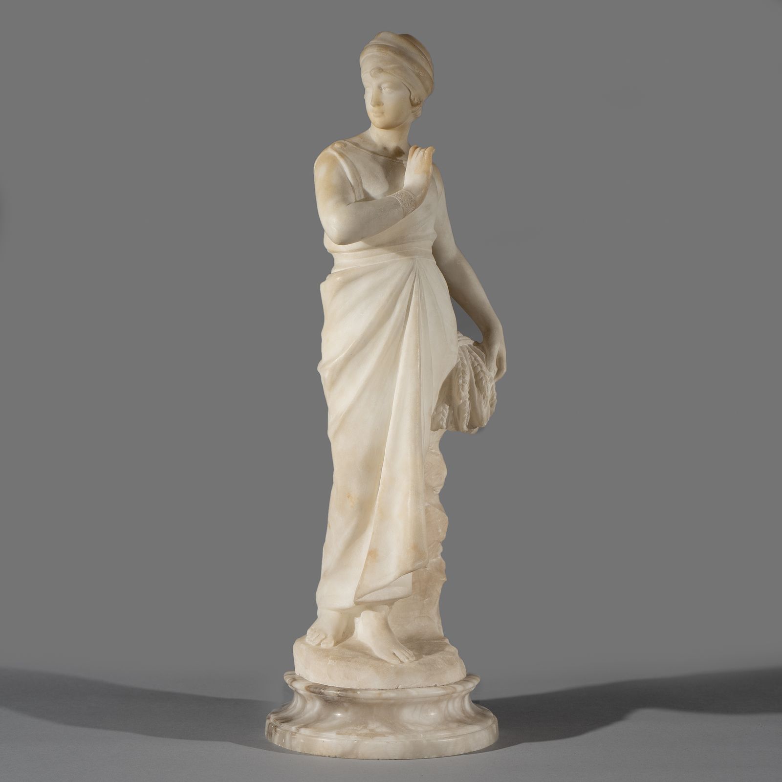 Italian Carved Alabaster Sculpture Of A Female By Pugi