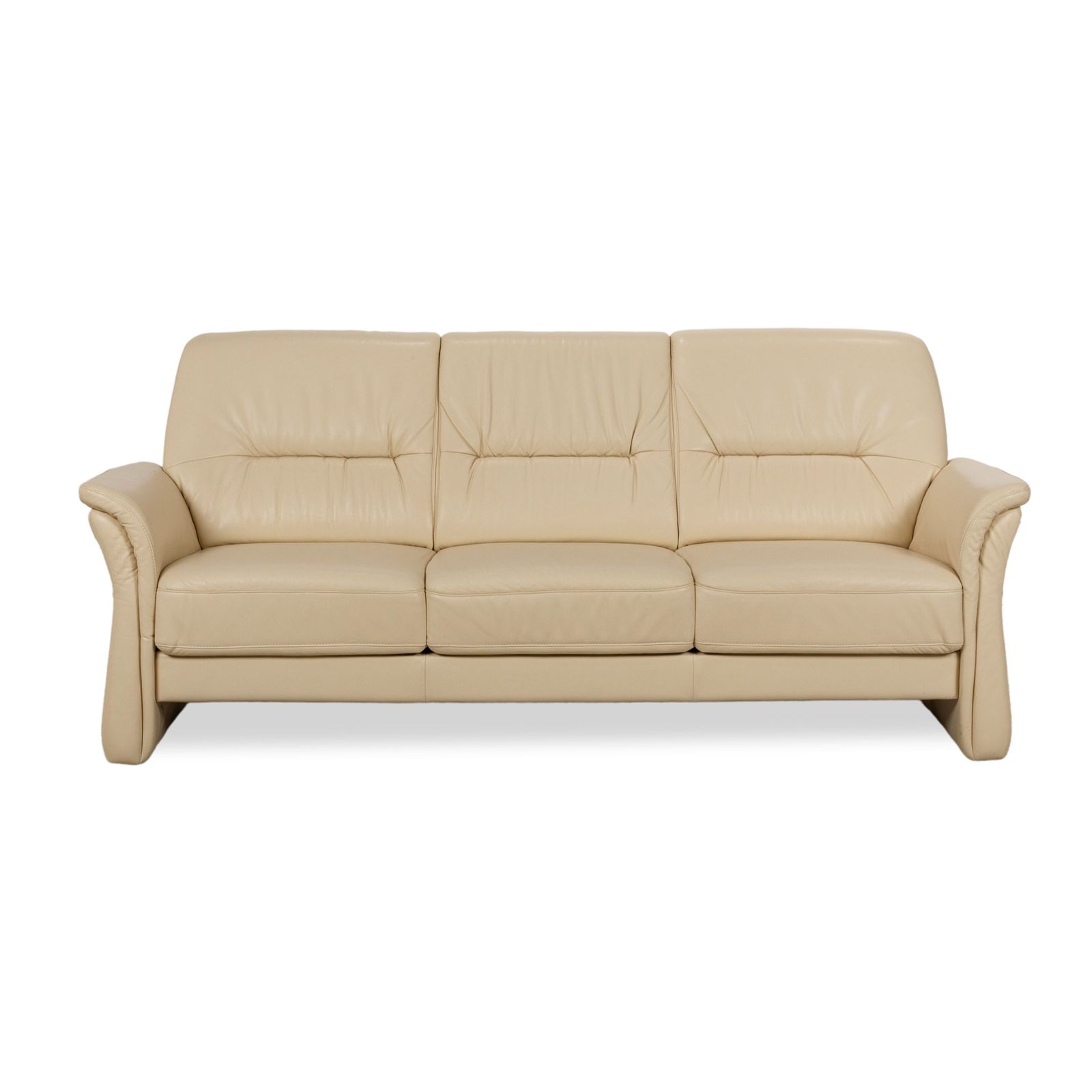 Canapé 3 places Elastoform en cuir, crème beige, fonction manuelle