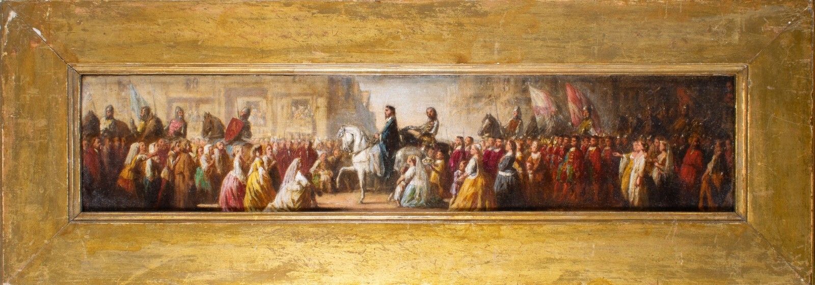 Antique Oil Painting Of The Black Prince With King John II Of France As Prisoner photo furniture