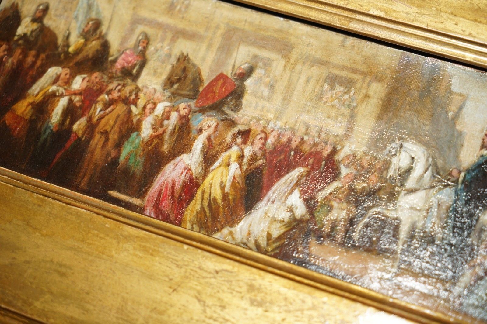 Antique Oil Painting Of The Black Prince With King John II Of France As Prisoner photo vinterior