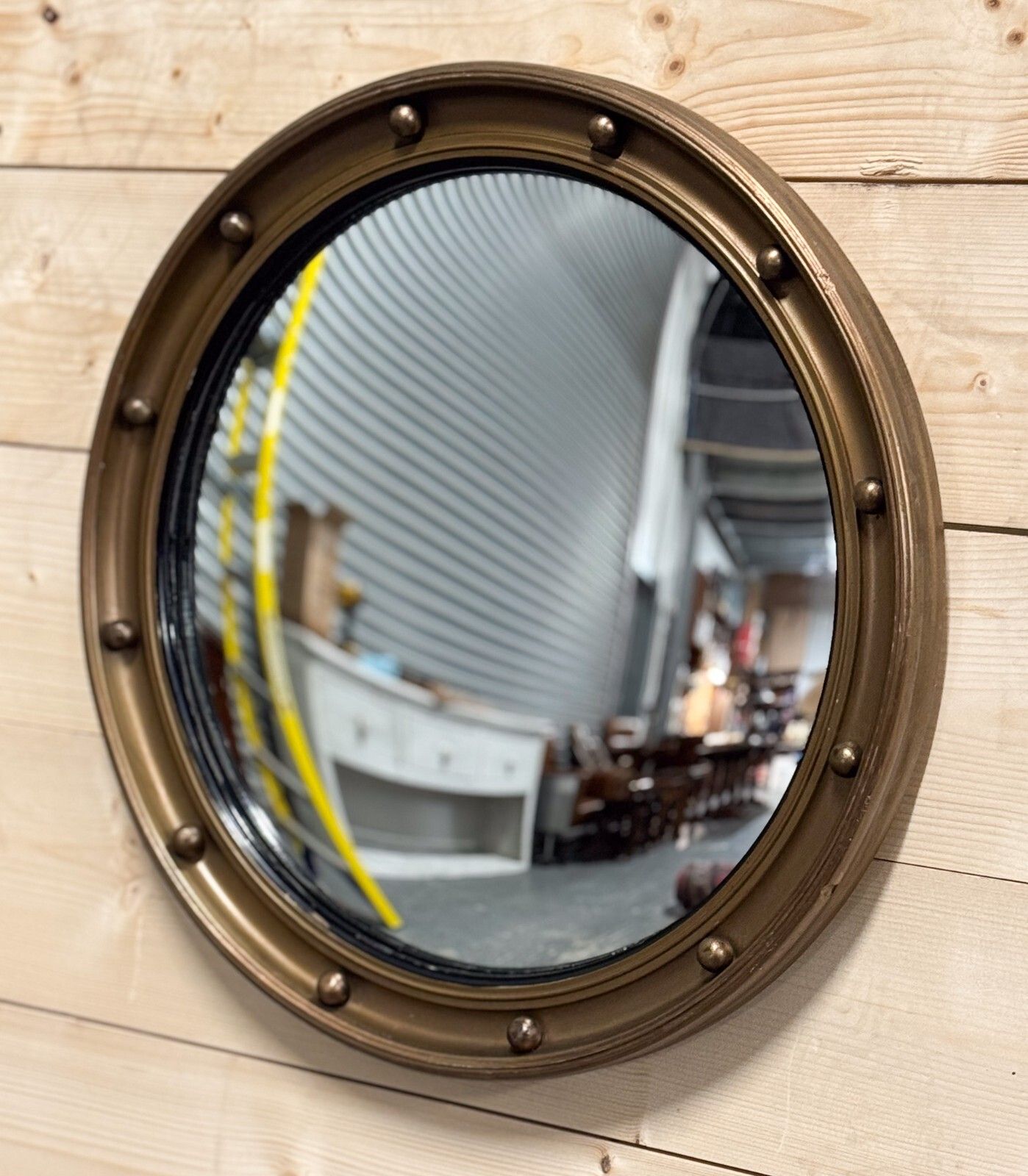 Antique 1920's Butlers Convex Gold Gilt Wood Wall Mirror photo for sale