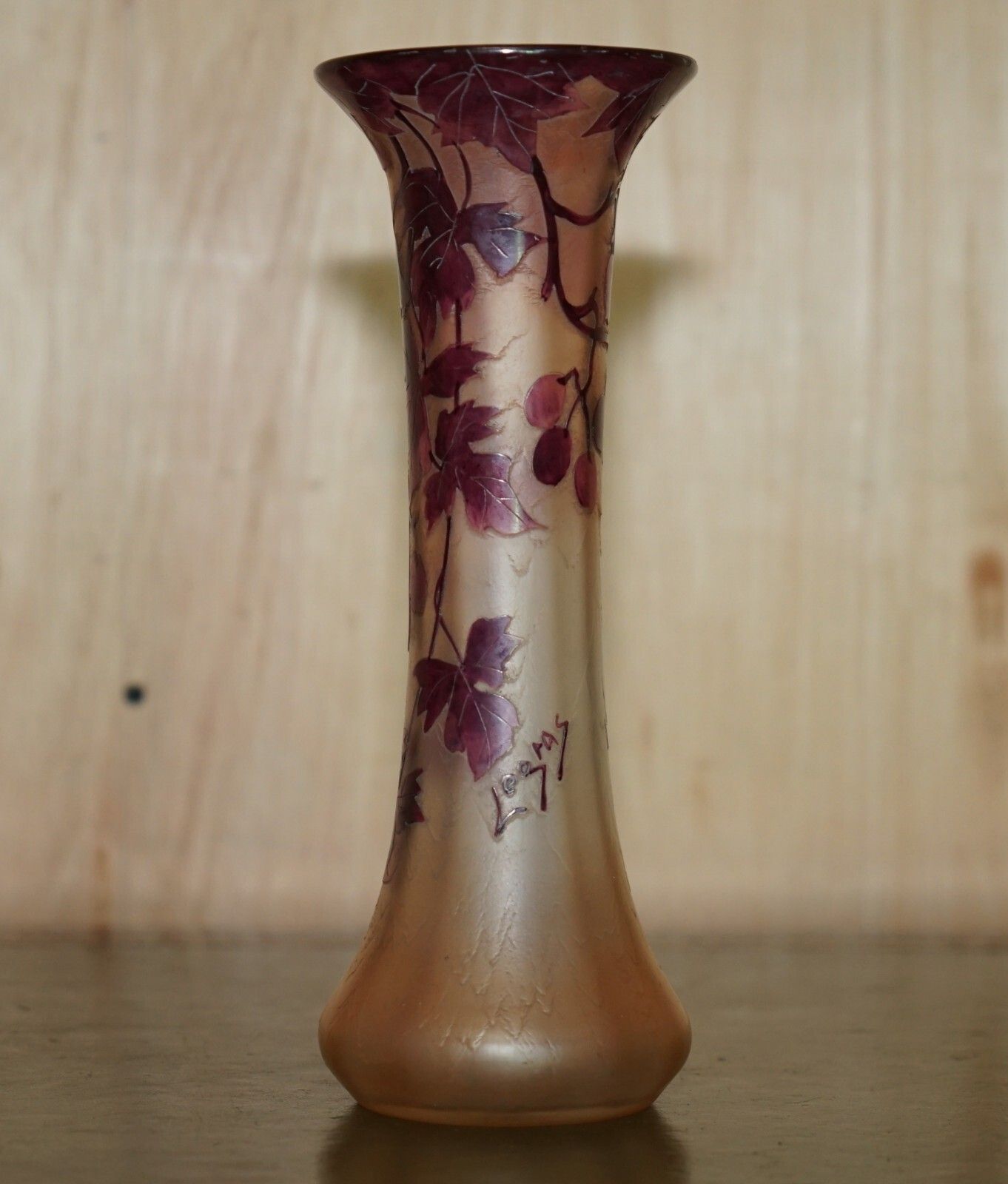 Antique Circa 1907 St Denis France Legras Rubis Series Floral Signed Glass Vase photo furniture