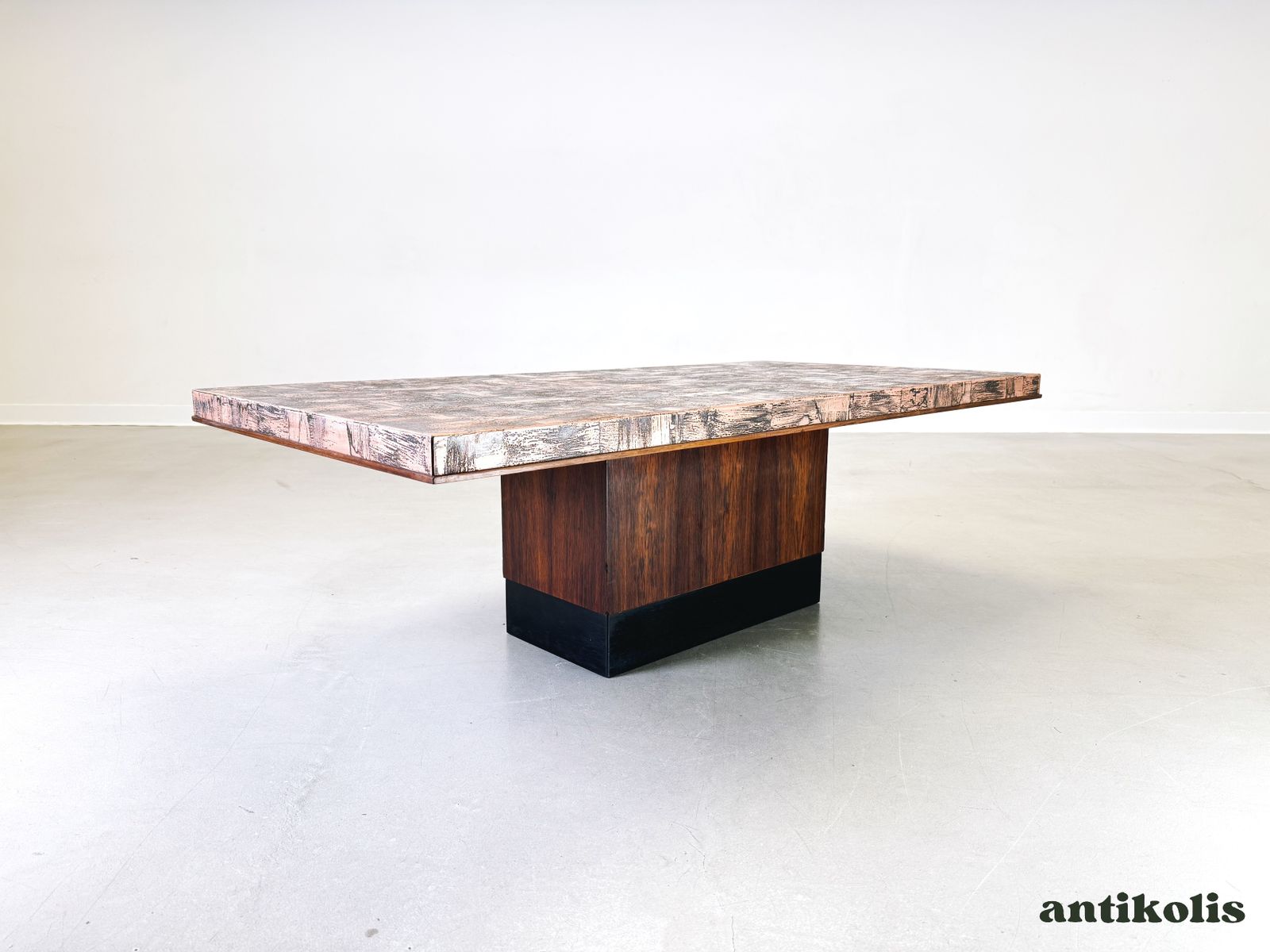 Brutalist Mid Century Coffee Table Heinz Lilienthal Rosewood 1970 photo for sale