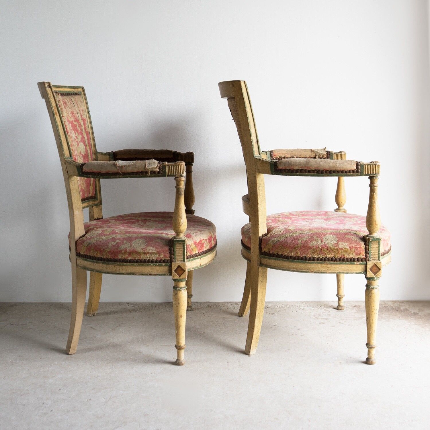 photo furniture Pair Of Antique French Directoire Period Painted Armchairs, Late 18th Century