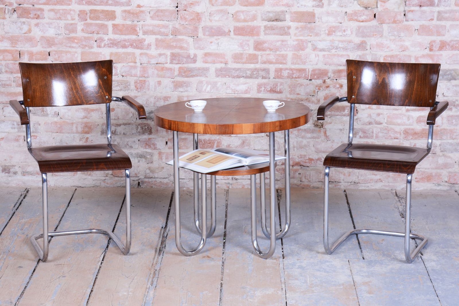 Set Of 2 Restored Bauhaus Chairs, By Stam And Slezak, Chrome, Czech, 1930s photo 1100.0