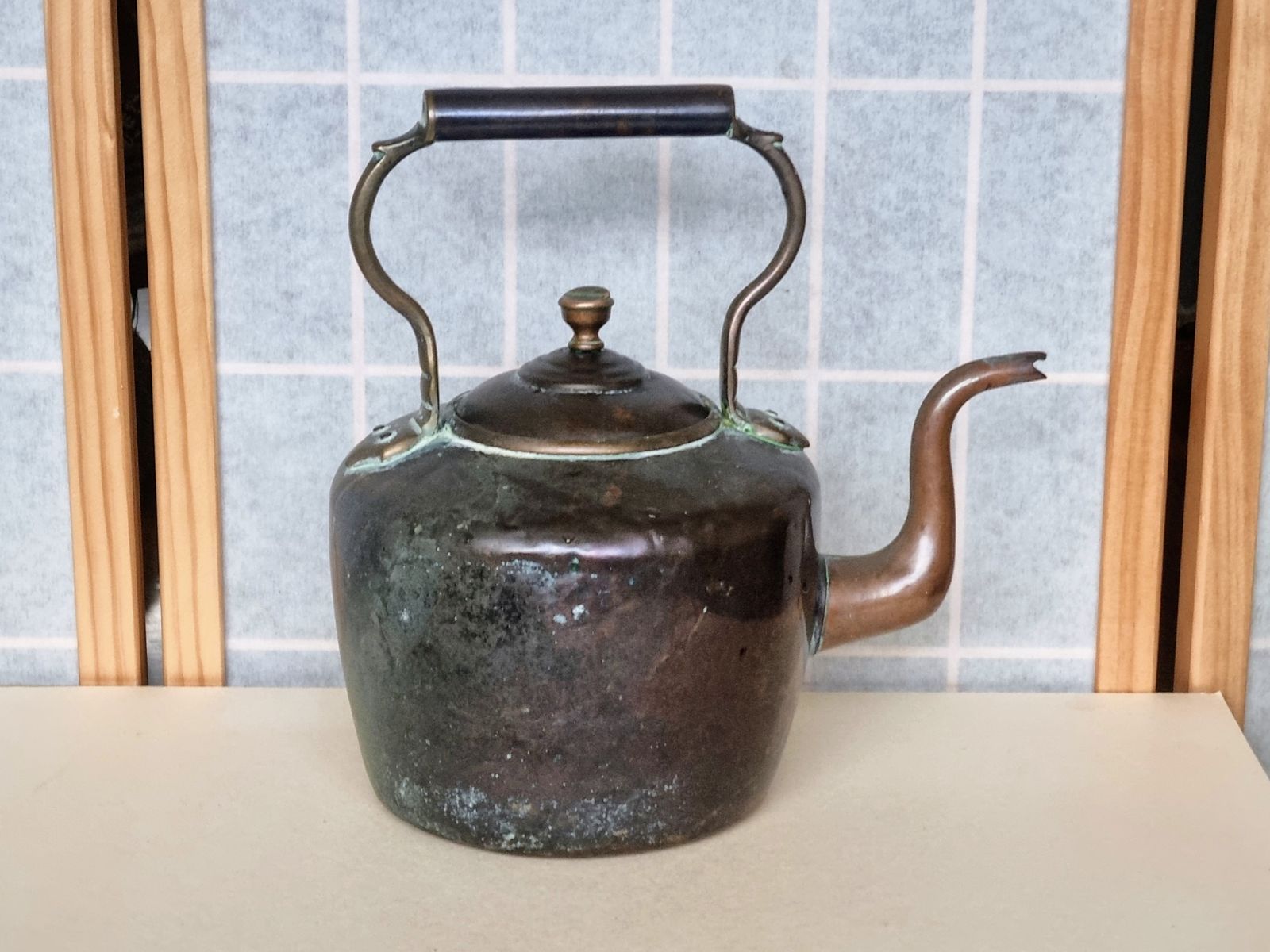 Large Antique Copper And Brass Kettle, Authentic Vintage Kitchenalia, British Estate, Fireplace Hearth Display, Cottage Farmhouse Decor 11"