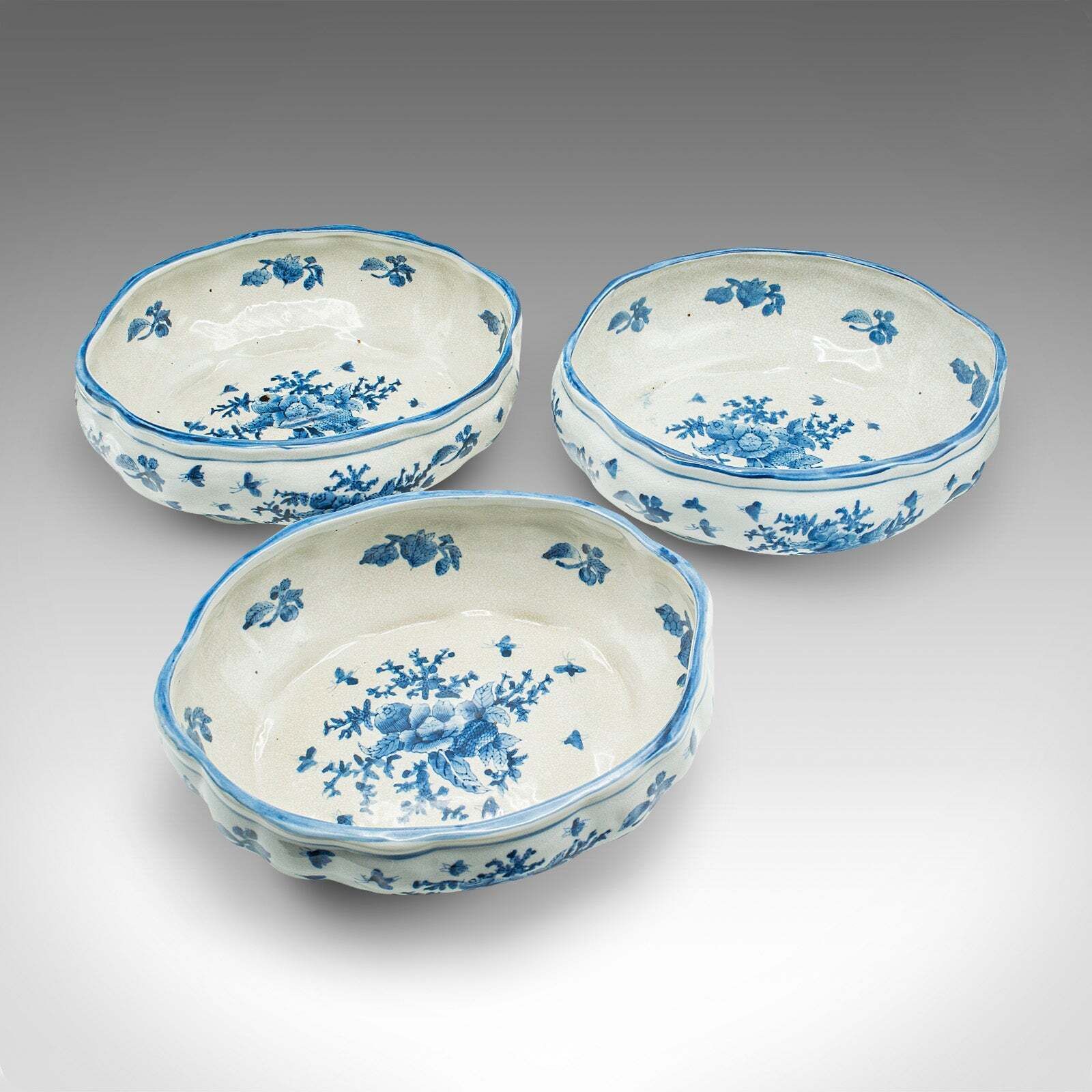 Trio Of Vintage Bonsai Tree Planters, Chinese, Ceramic, Penjing, Jardiniere Pot photo furniture