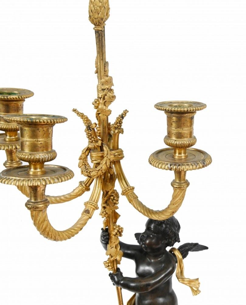 photo for sale Pair French Bronze Cherub Candelabras Clodion