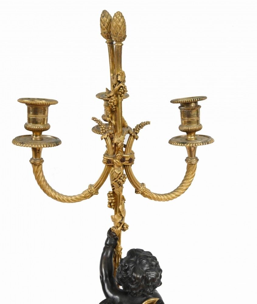 photo vinterior Pair French Bronze Cherub Candelabras Clodion