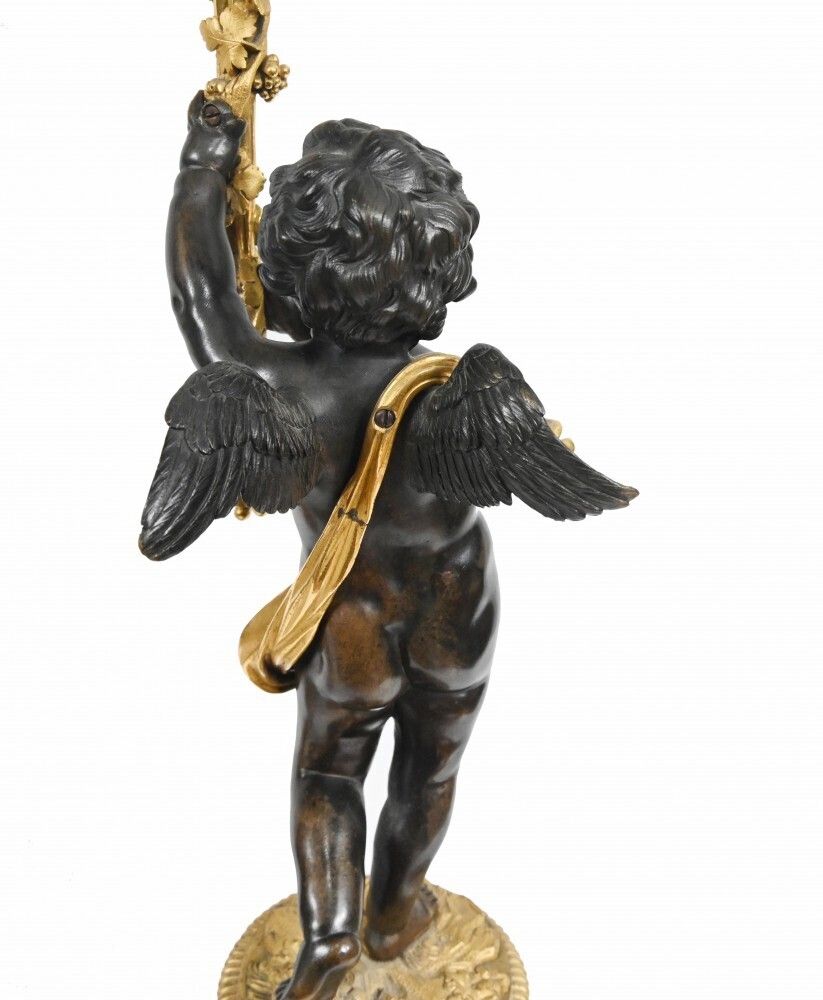 photo vintage Pair French Bronze Cherub Candelabras Clodion