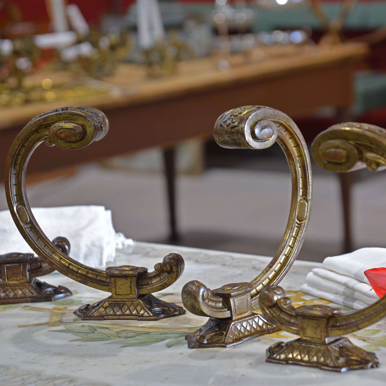Two Pairs Of French Ormolu Curtain Tie Backs photo for sale