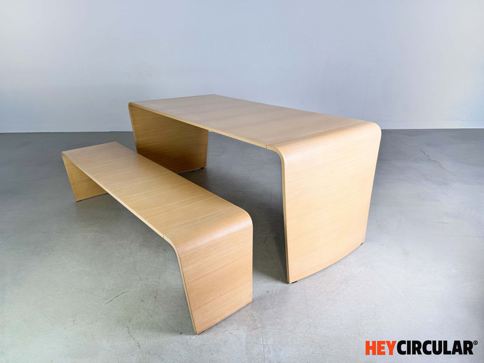 Set Of 2 Tables + Bench Brunner Jehs Laub Oak Design Table photo vintage