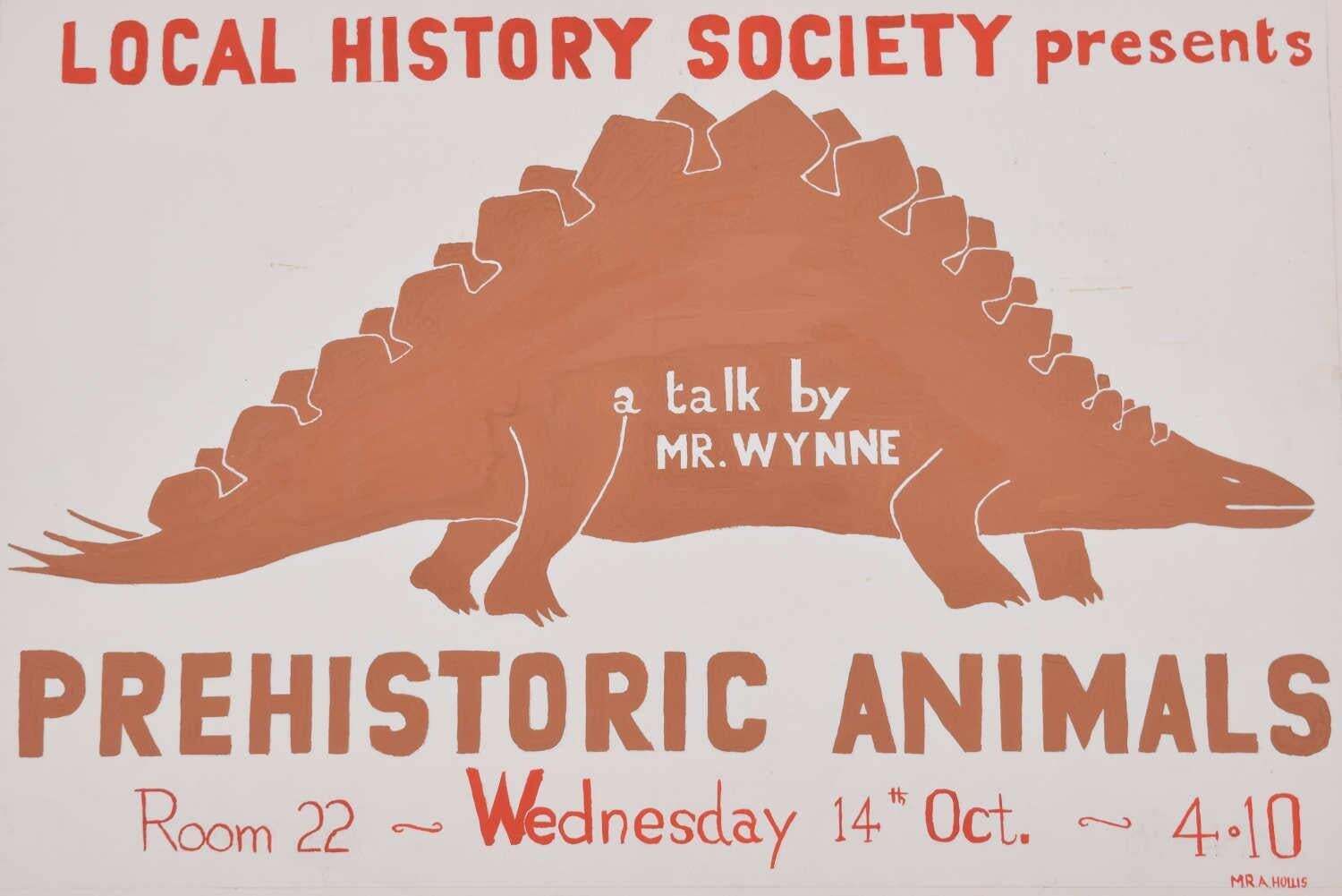Stegosaurus Gouache Poster Design For Local History Society By M R A Hollis