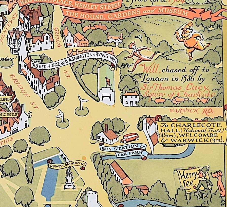 The Life Of Shakespeare And Map Of Stratford Upon Avon, Lithograph By Kerry Lee (1965) photo furniture