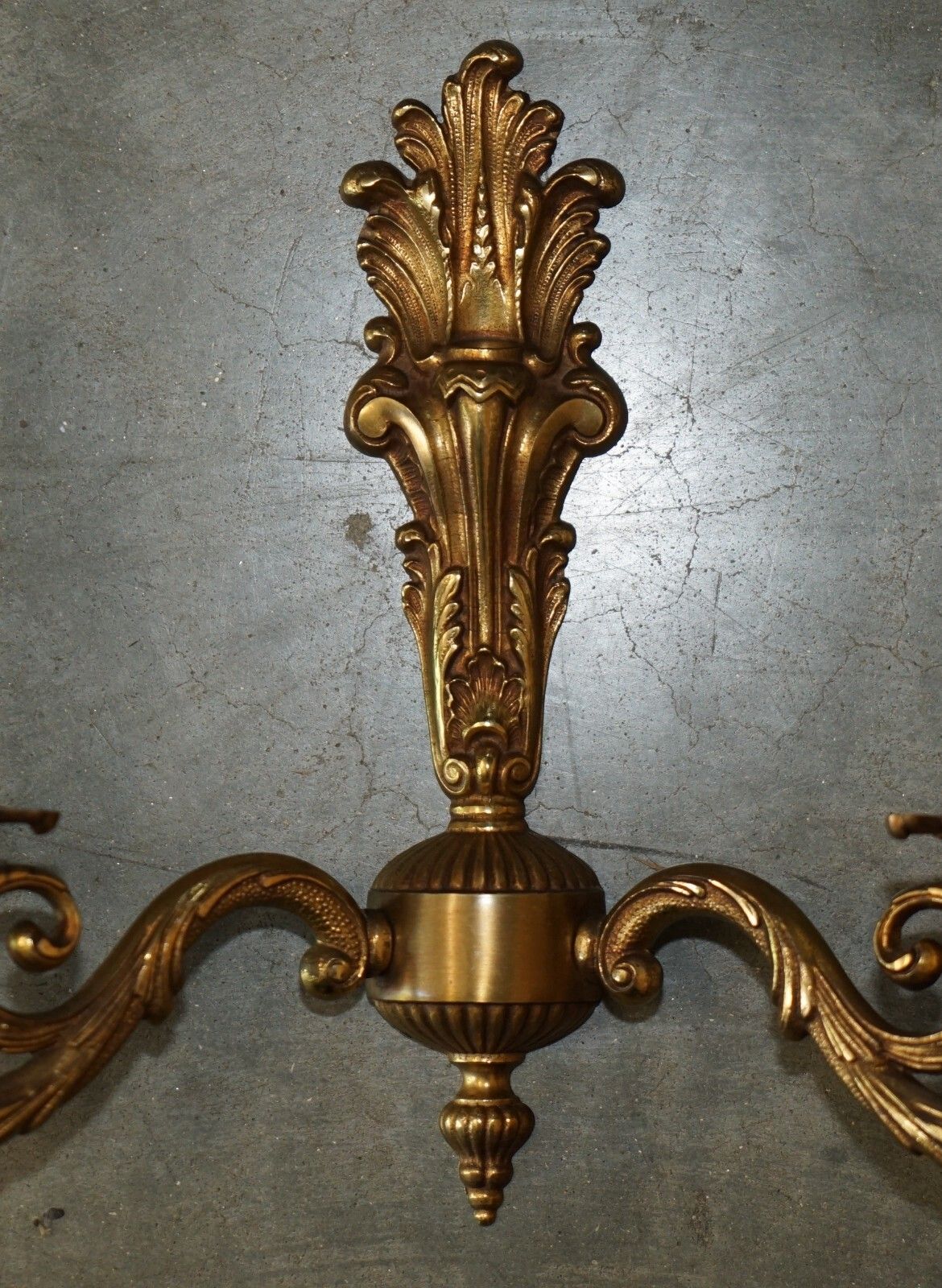 Wide Pair Of Stunning Antique French 1920's Bronzed Candle Sconce Wall Lights photo for sale