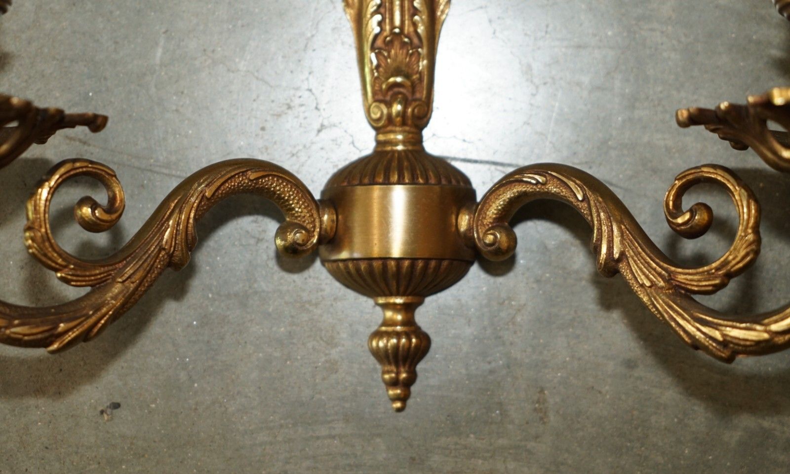 Wide Pair Of Stunning Antique French 1920's Bronzed Candle Sconce Wall Lights photo 1860.0