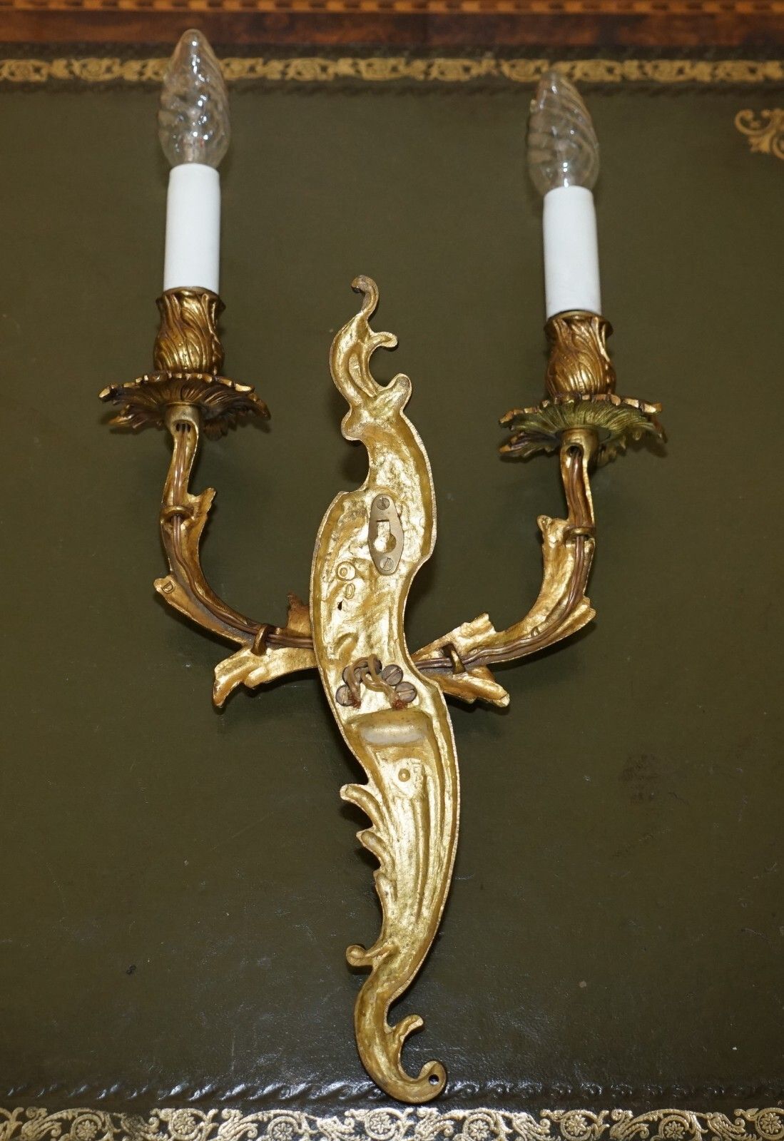 photo furniture Pair Of Stunning Antique French 1920's Gilt Bronzed Candle Sconce Wall Lights