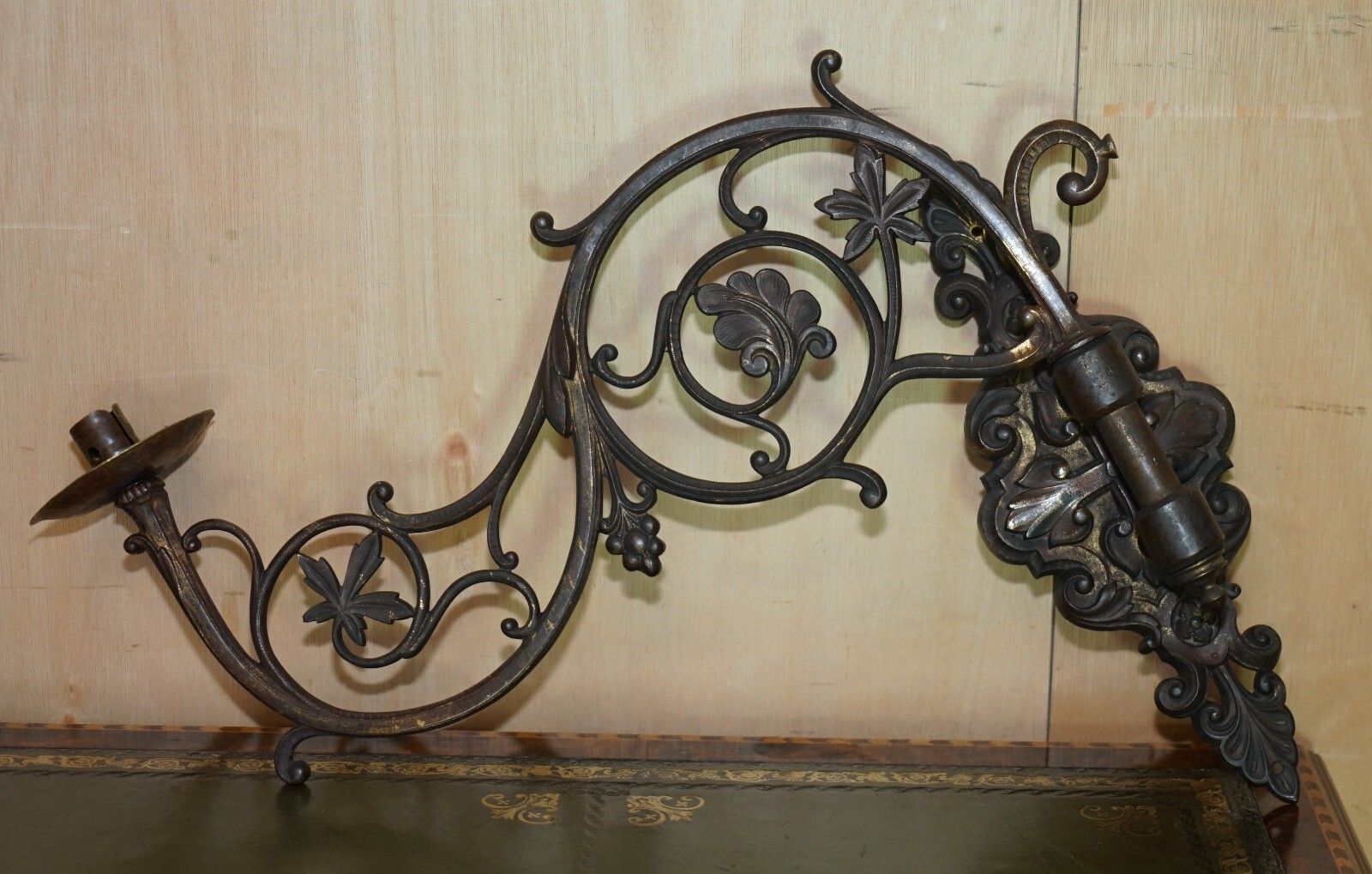 Pair Of Stunning Antique Gilt Bronze Very Large Candle Sconce Wall Light Holders photo for sale