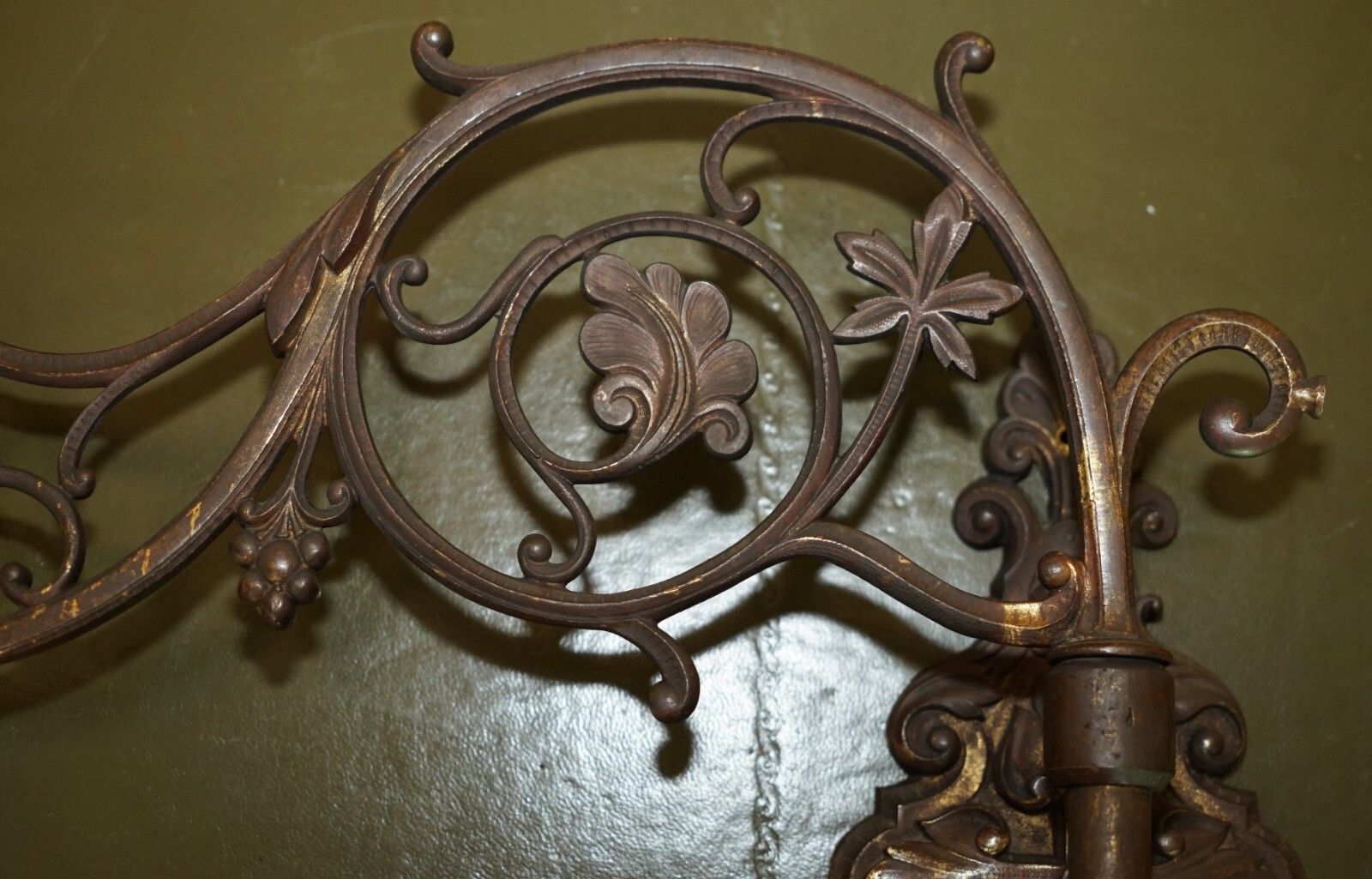 Pair Of Stunning Antique Gilt Bronze Very Large Candle Sconce Wall Light Holders photo vinterior