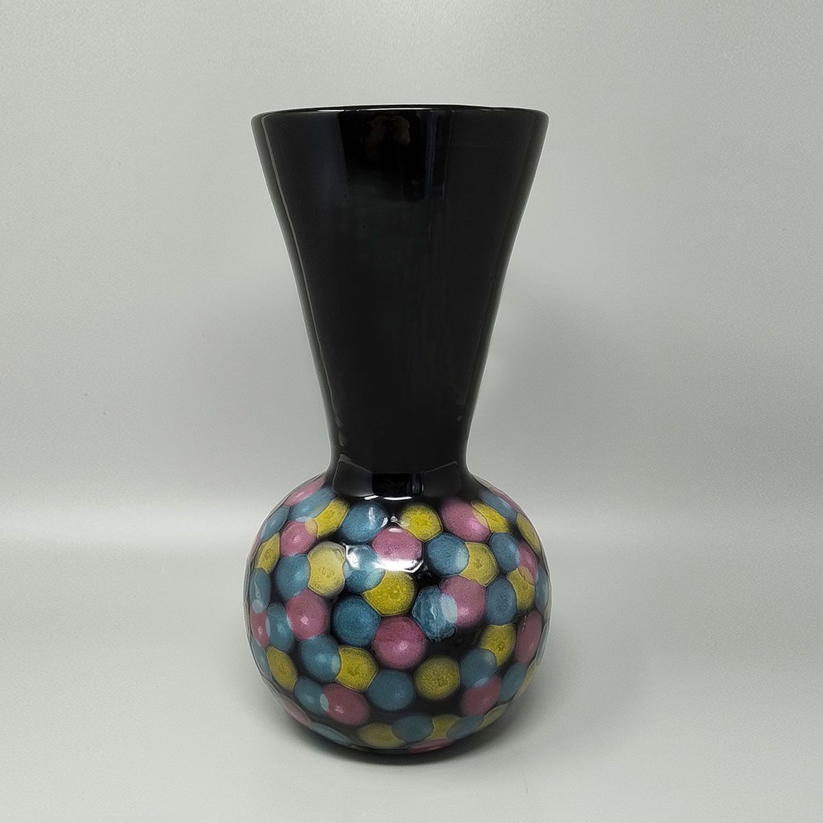 1980s Exquisited Handcrafted Polychrome Vase In Ceramic By Bizzirri. Made In Italy photo furniture