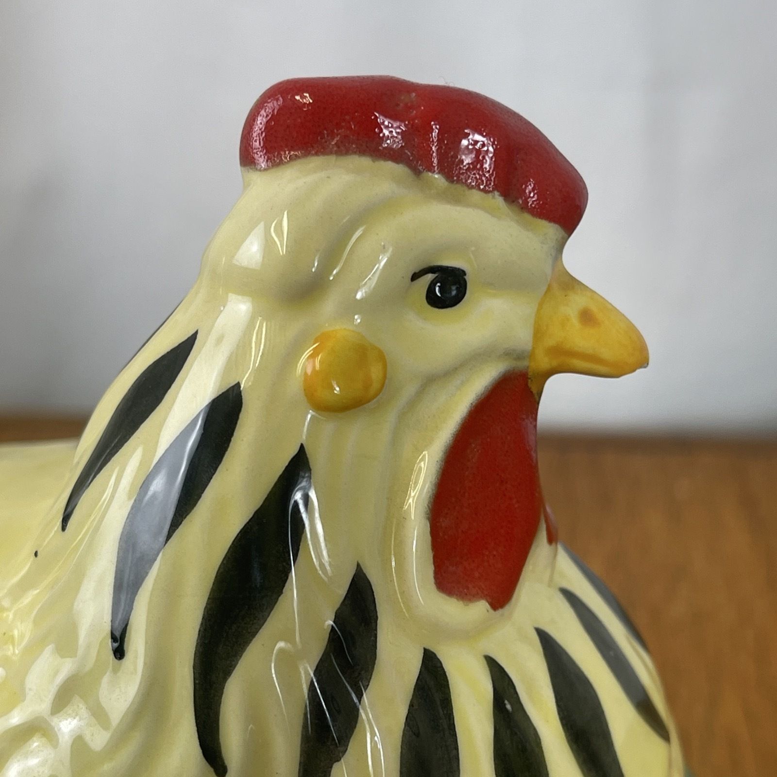 Ceramic Egg Holder Basket With Hood Rooster And Hen Hand Painted By Zellerkeramik 90s photo for sale