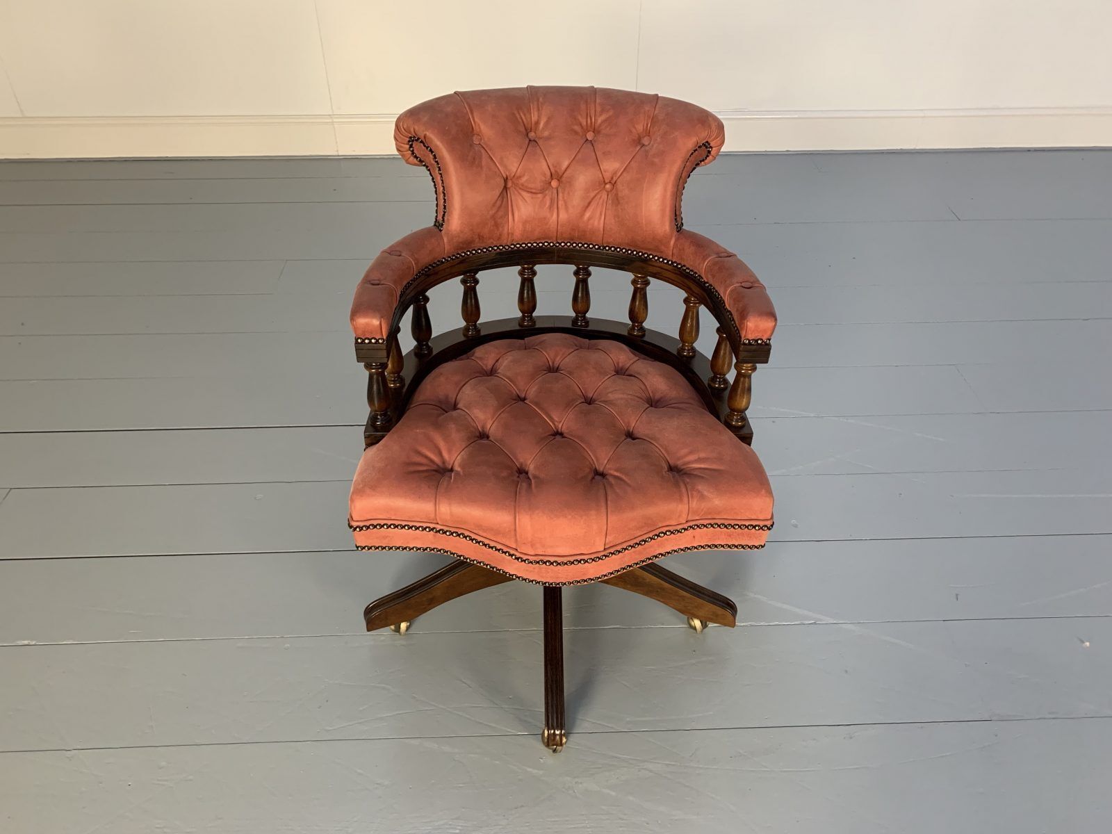 George Smith “Captain’s” Swivel Office Chair Armchair – In Pink Leather photo buy