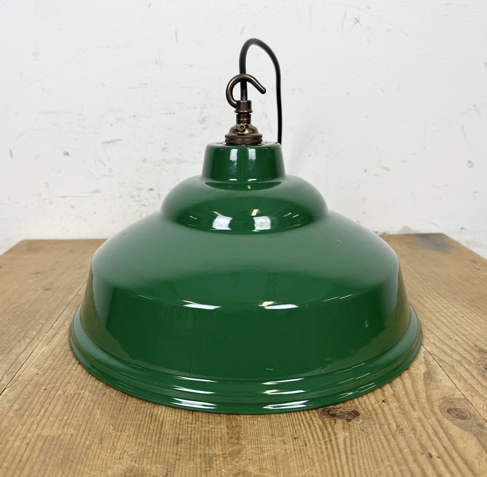 photo furniture Industrial British Green Enamel Factory Pendant Lamp, 1960s