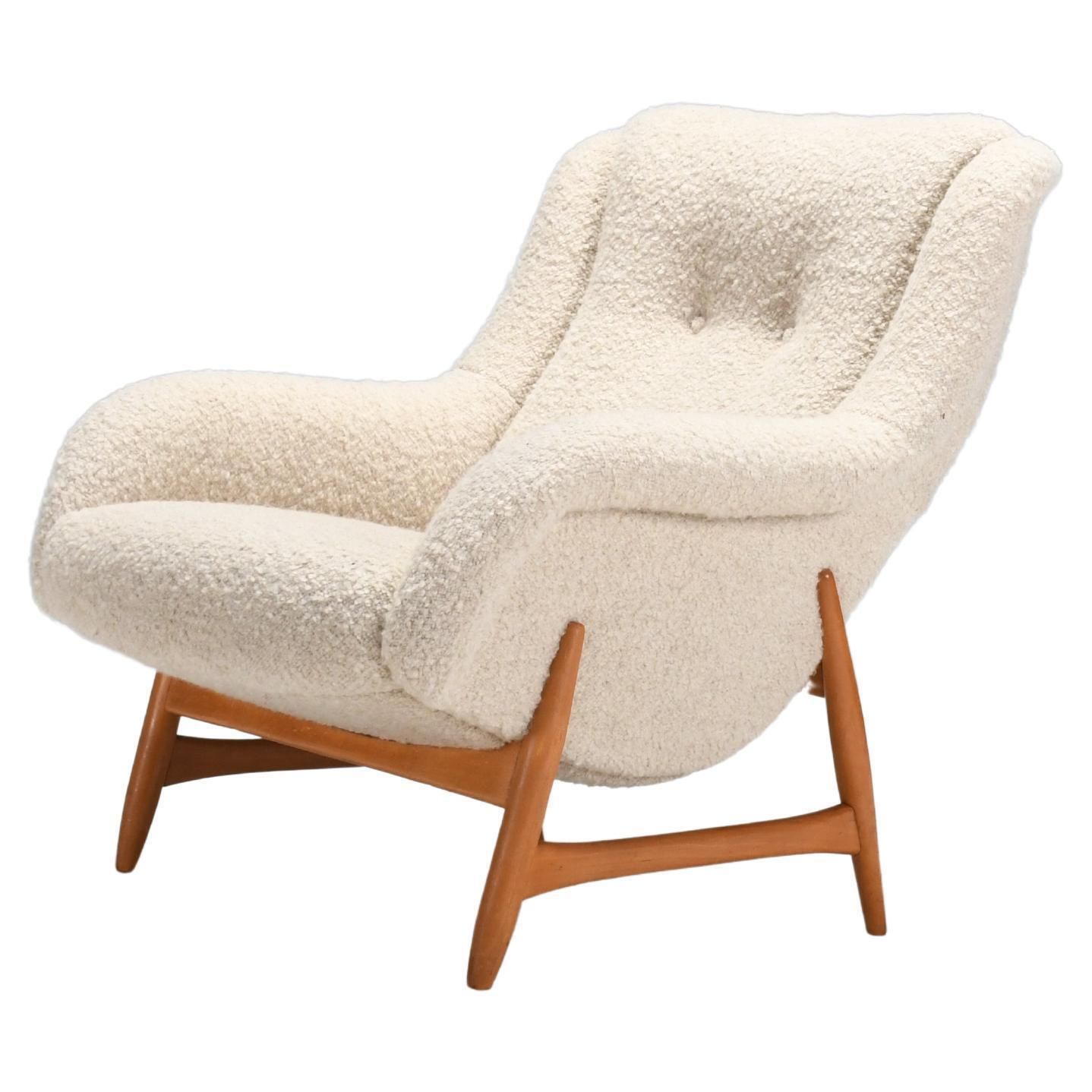 Rare Lounge Chair By Bengt Ruda For Artifort In Wool Fabric, 1960s