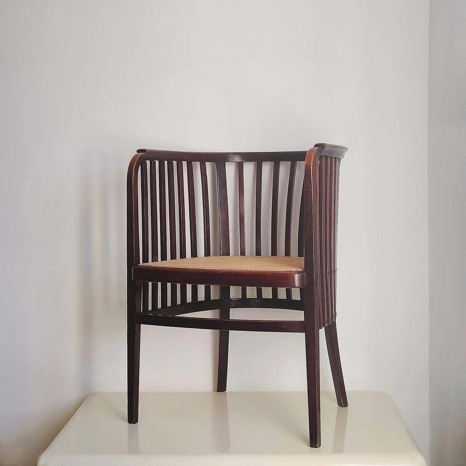 Marcel Kammerer Original Gerbruder Thonet Armchair Model 6522 In Beech And Cane 1909 photo furniture