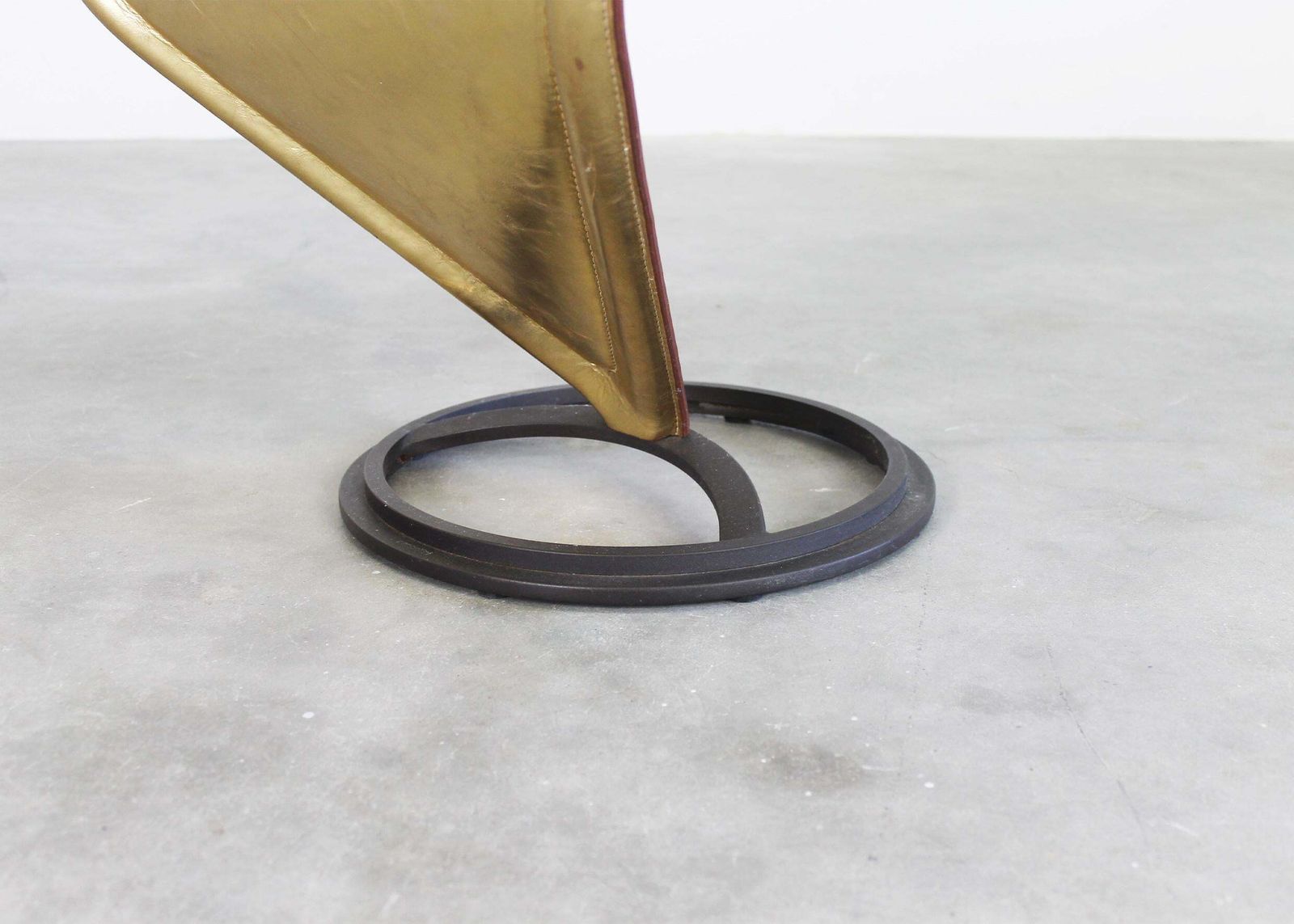 Tom Dixon S Chair In Gold Leather And Metal Structure By Cappellini 2000s photo vintage
