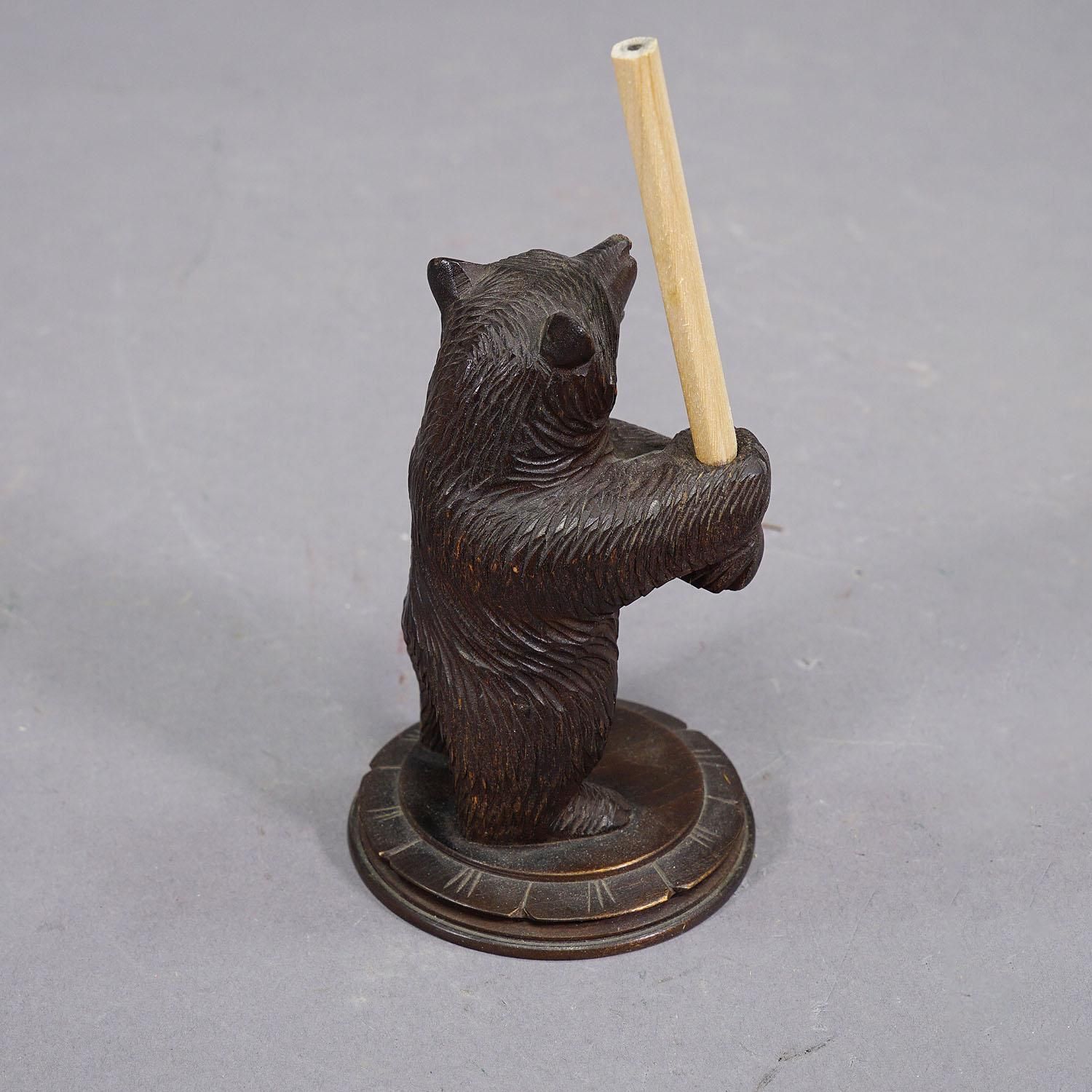 A Wooden Carved Black Forest Pen Holder With Bear Ca. 1930 photo 298.0