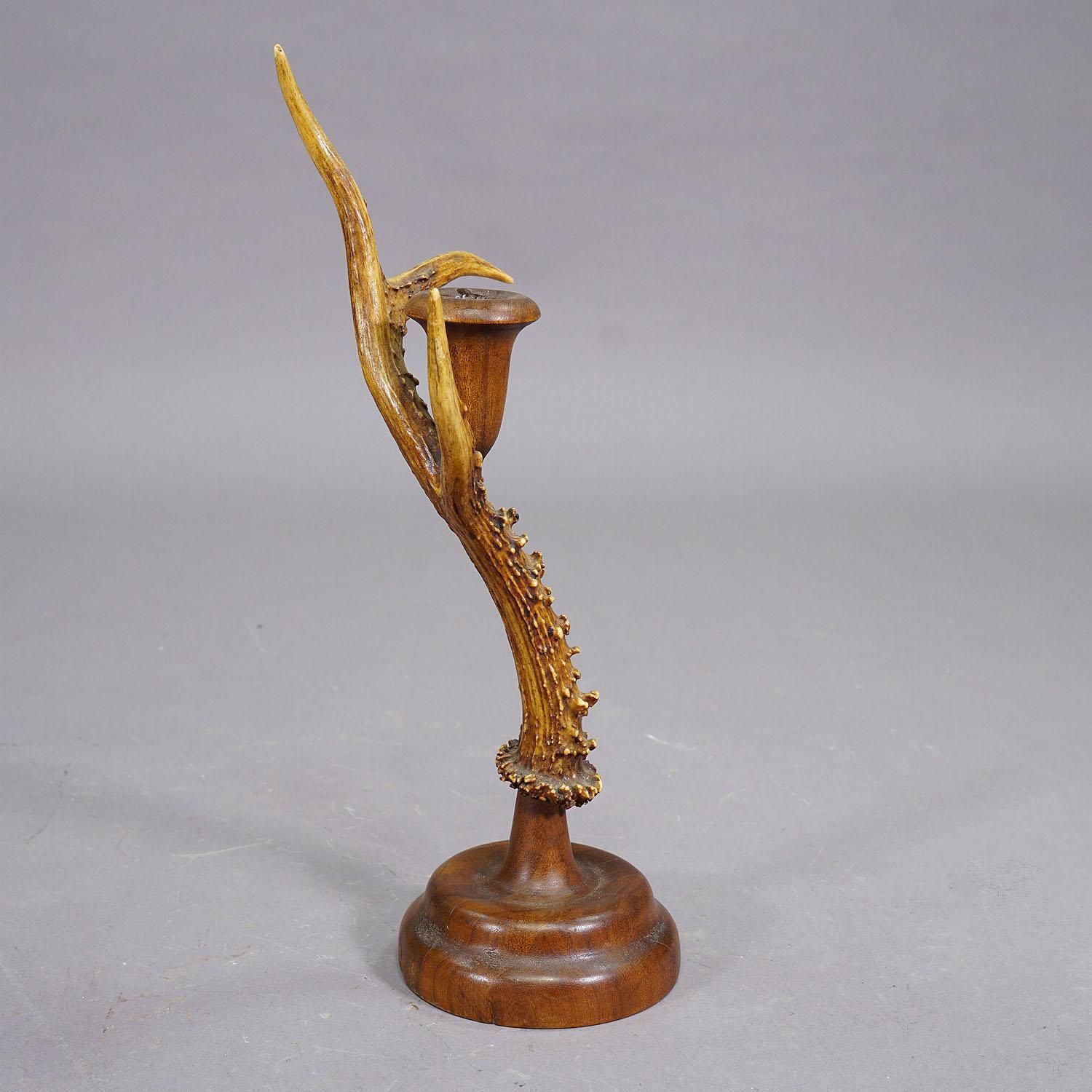 Black Forest Candle Holder With Wooden Base And Spout, Germany photo 452.0