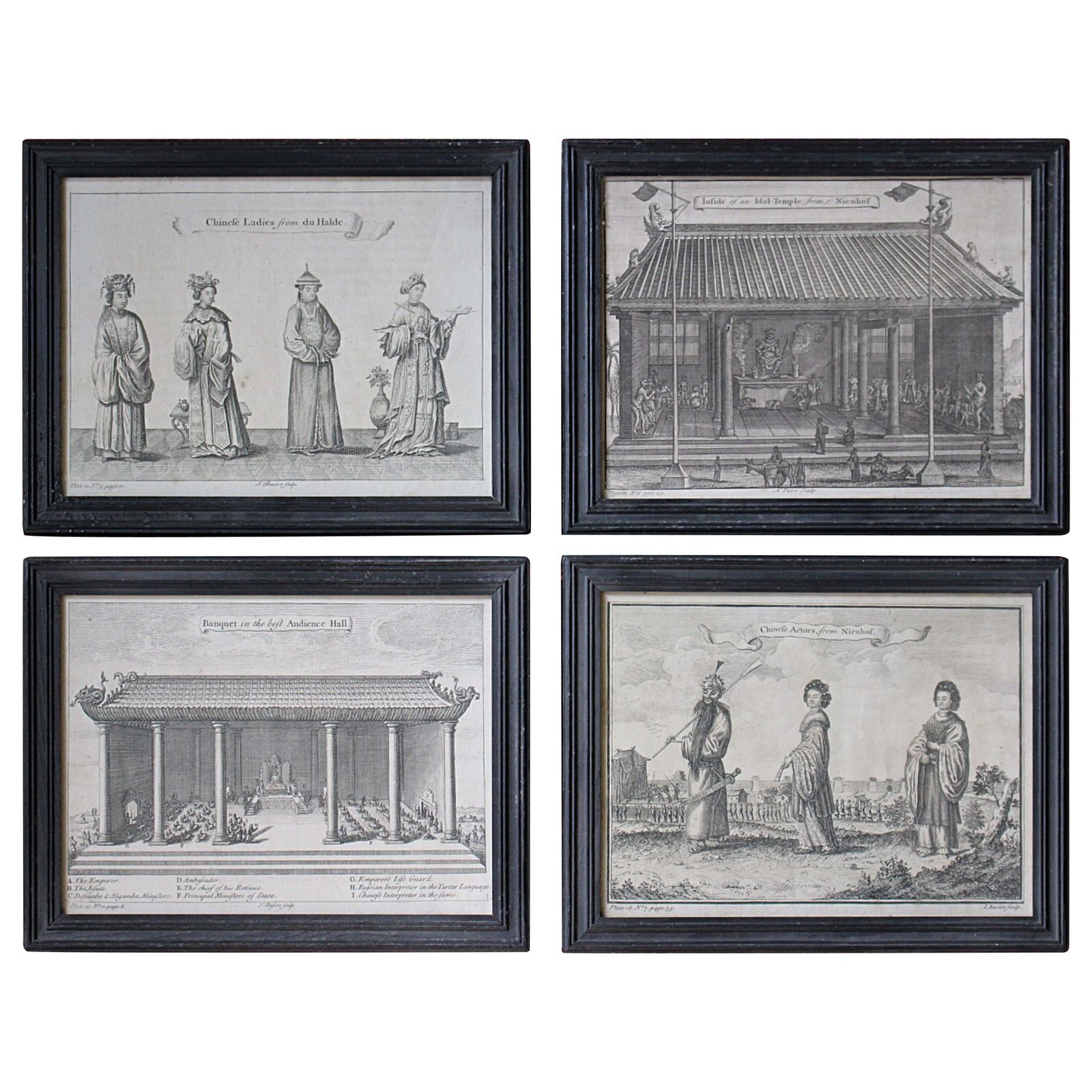 18th Century Ethnographic Interest Asian Natives & Temples Framed Engravings