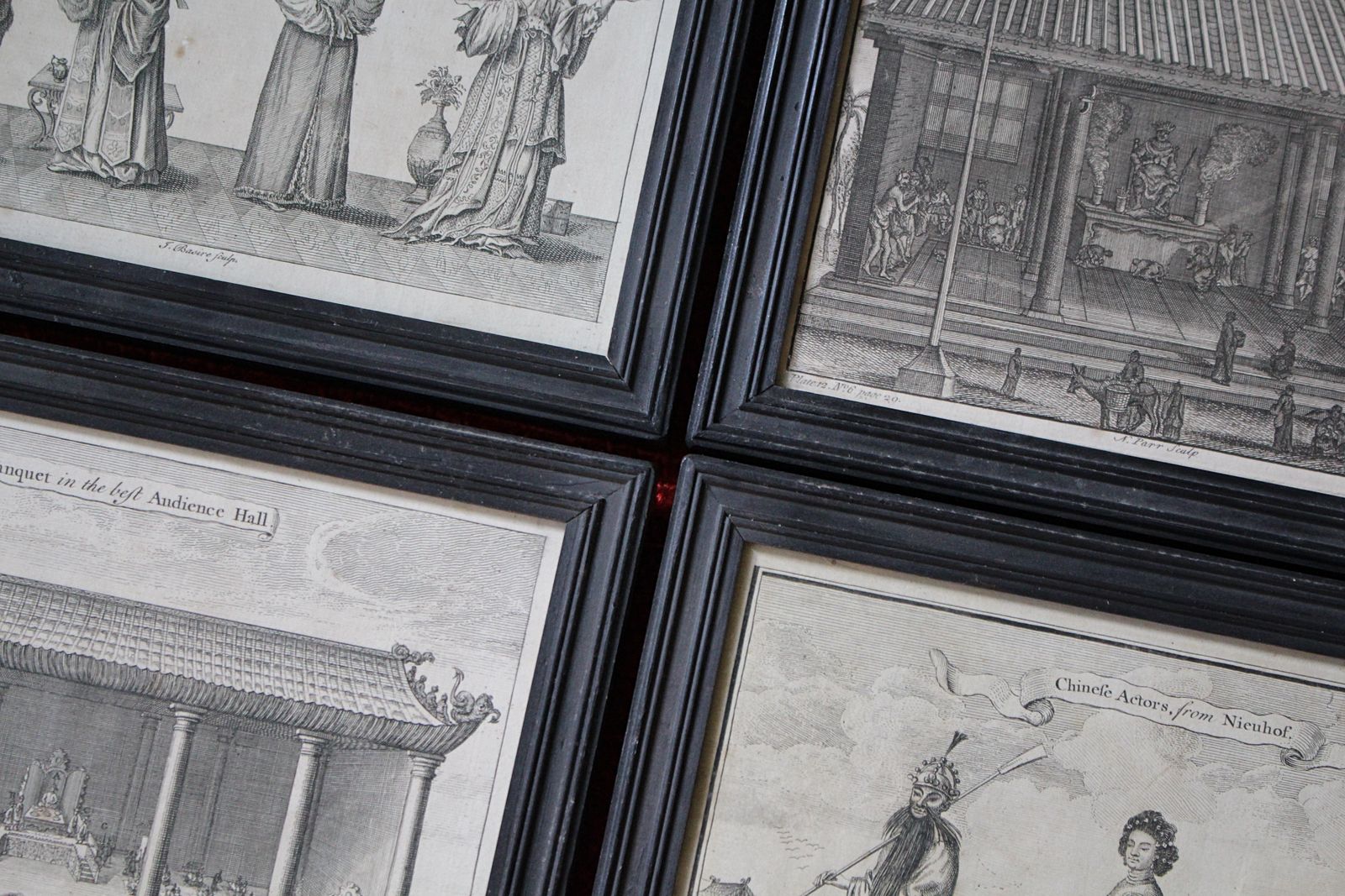 503.0 18th Century Ethnographic Interest Asian Natives & Temples Framed Engravings photo