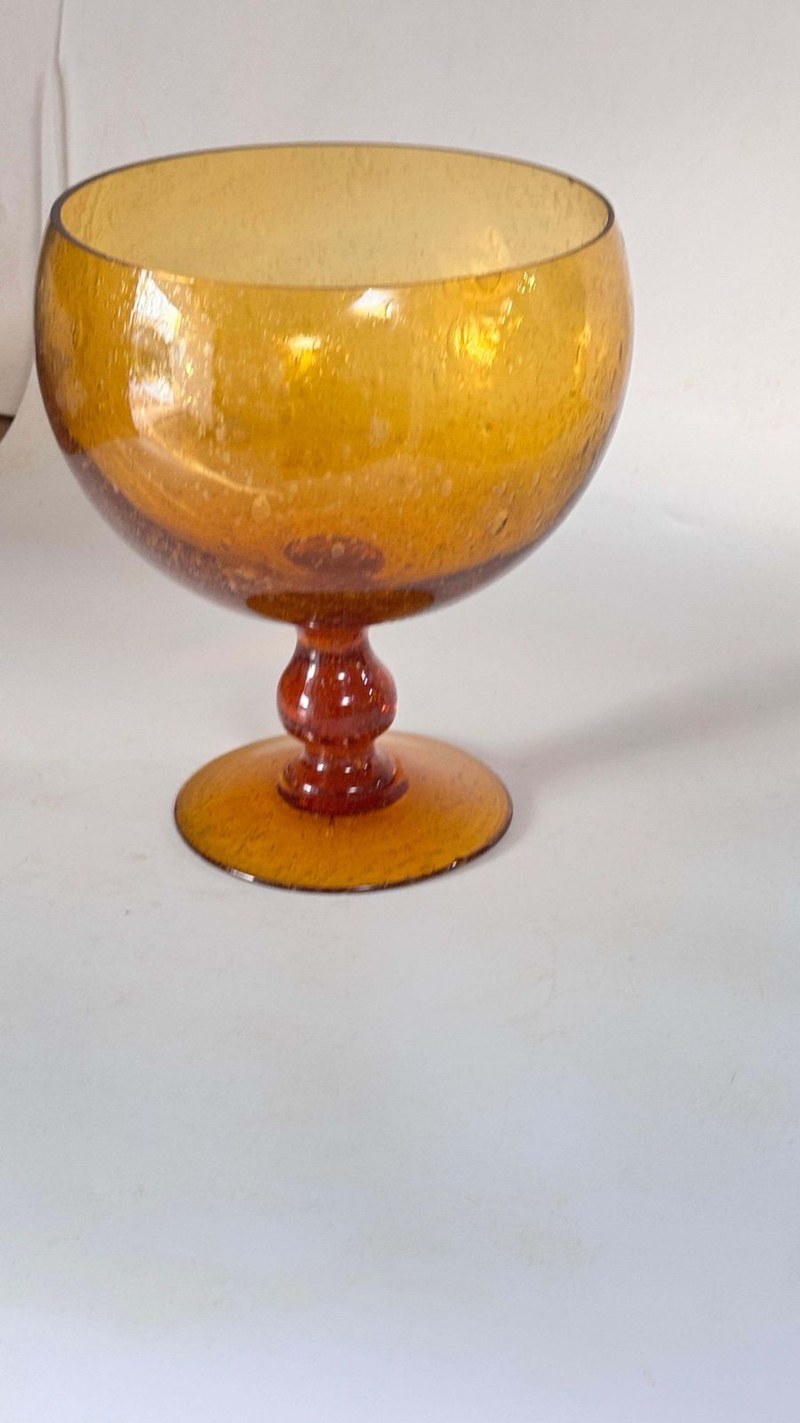 1970s Biot Glass Fruit Bowl & Cocktail Set, Yellow Orange Bubble Glass France photo buy