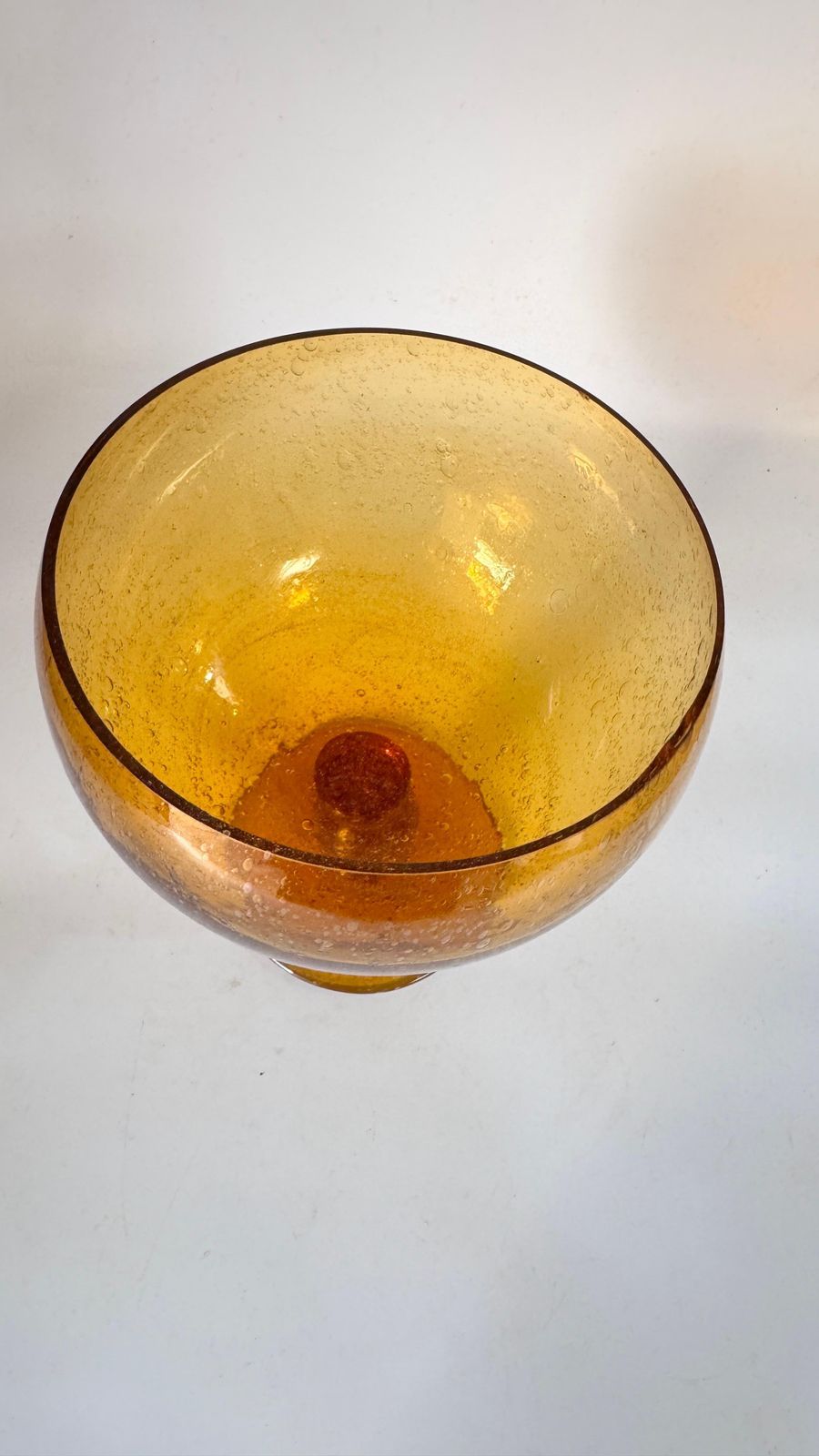 photo furniture 1970s Biot Glass Fruit Bowl & Cocktail Set, Yellow Orange Bubble Glass France
