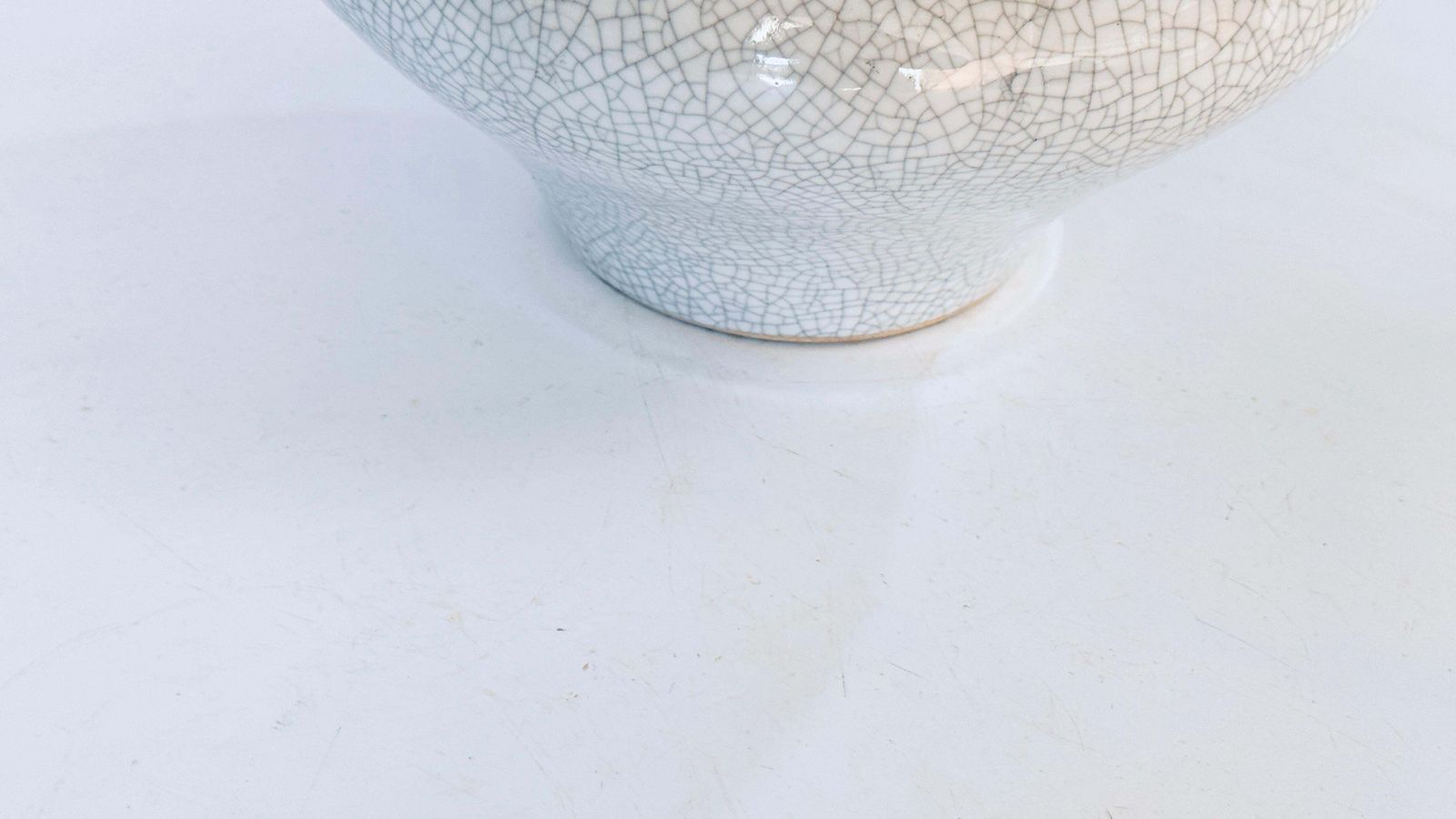 French Art Deco Crackled Ceramic Vase, White With Delicate Crazing, 20th Century photo 362.0