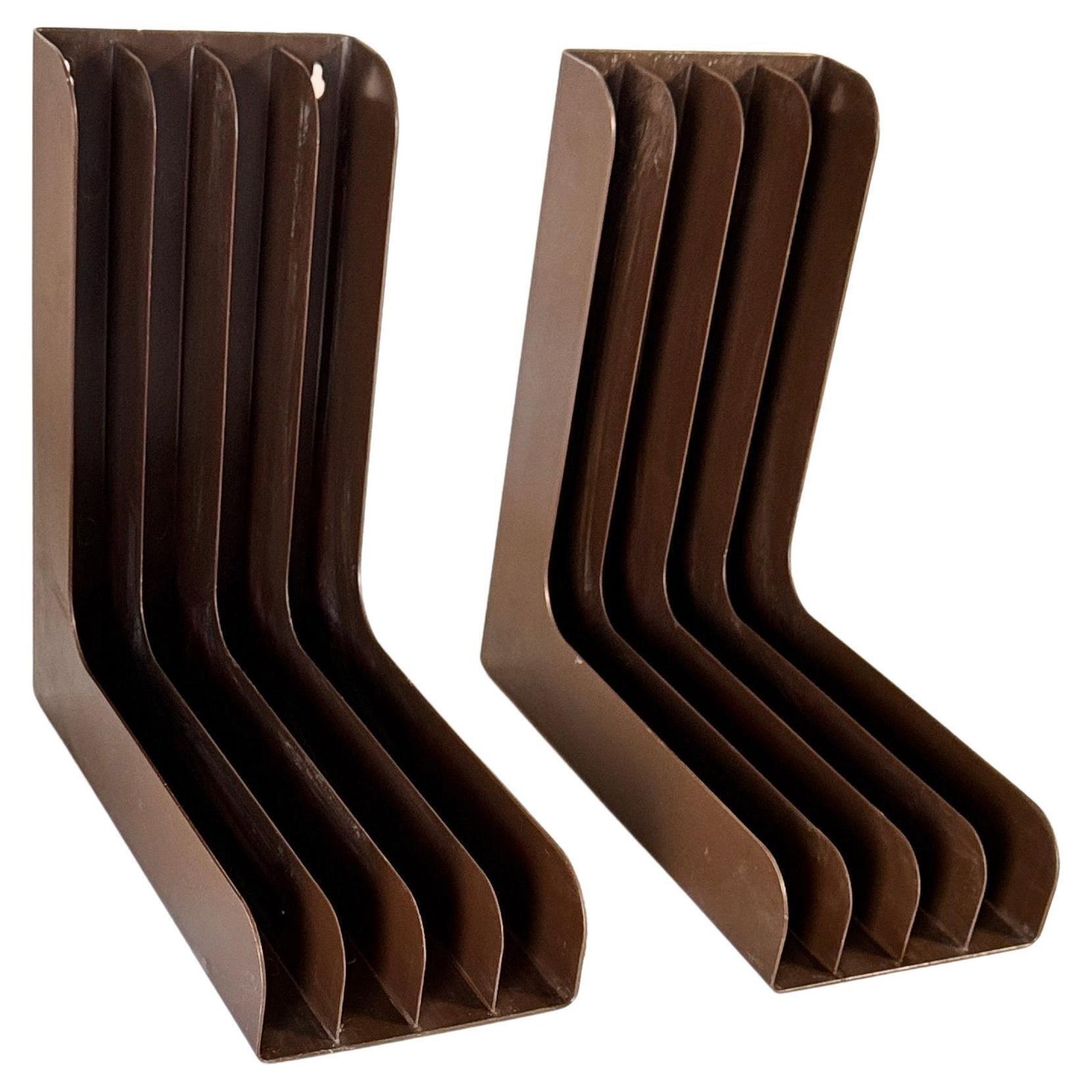 Pair Of 1970s French Plastic Shelves, Brown, With Curved Design  Brown Olor